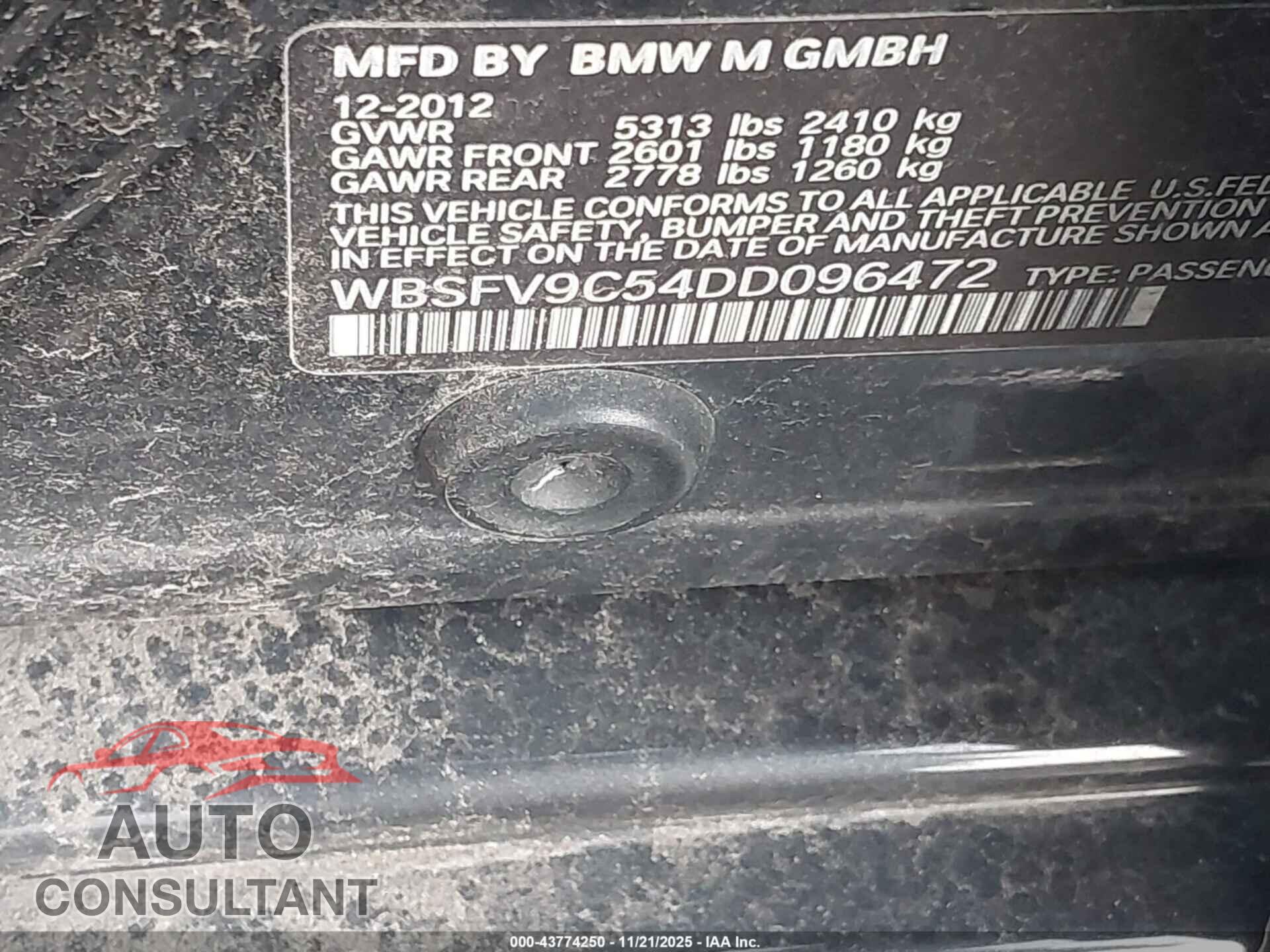 BMW M5 2013 - WBSFV9C54DD096472