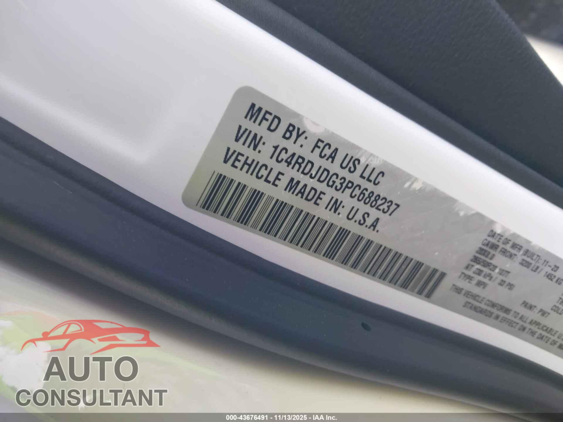 DODGE DURANGO 2023 - 1C4RDJDG3PC688237