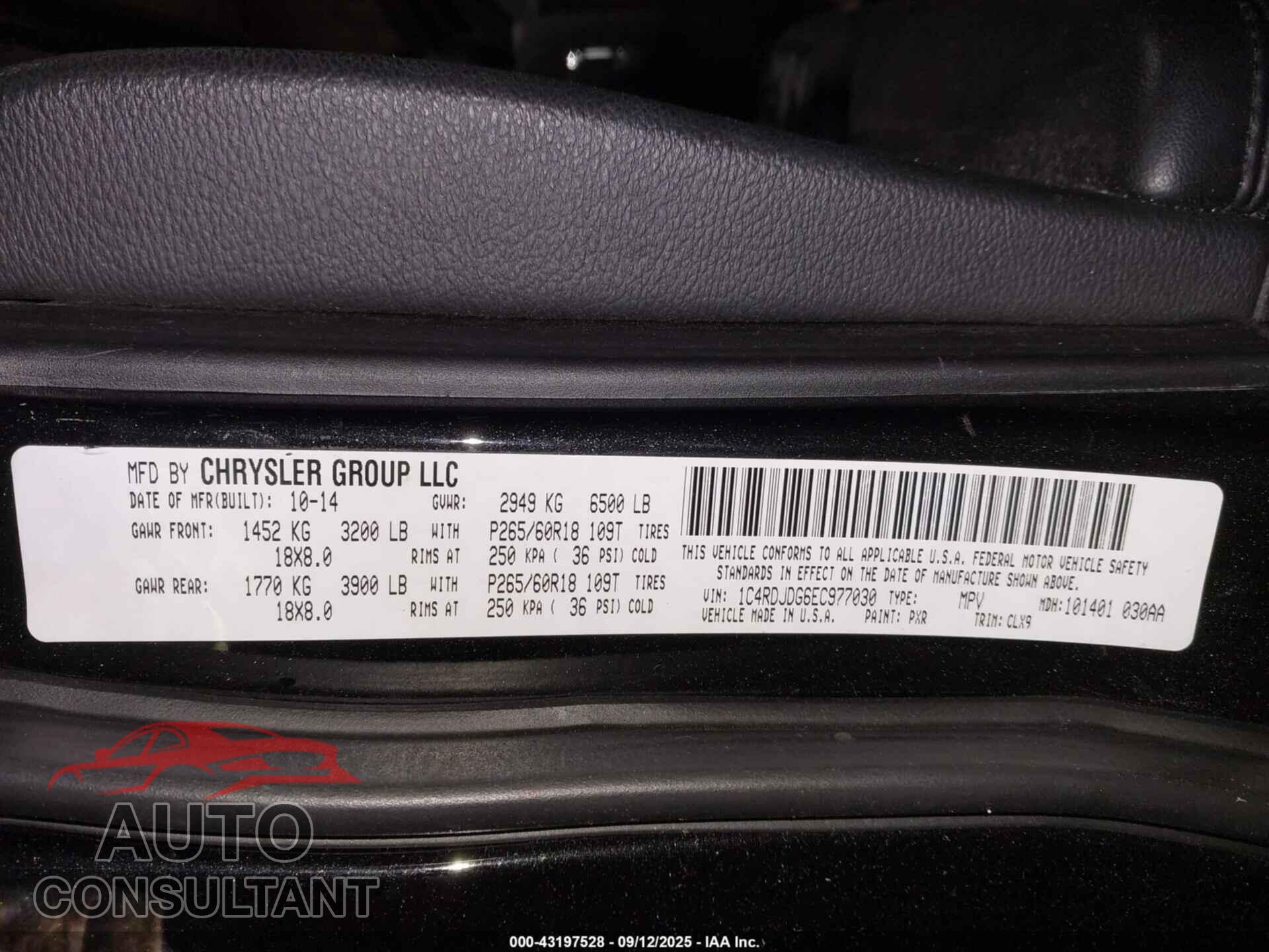 DODGE DURANGO 2014 - 1C4RDJDG6EC977030