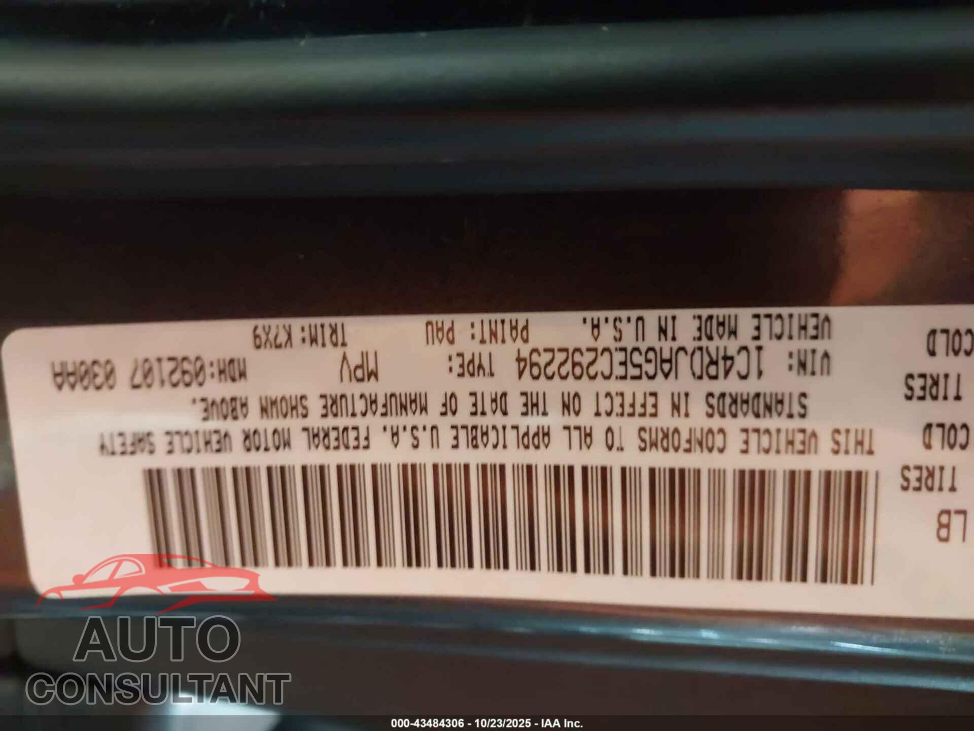 DODGE DURANGO 2014 - 1C4RDJAG5EC292294