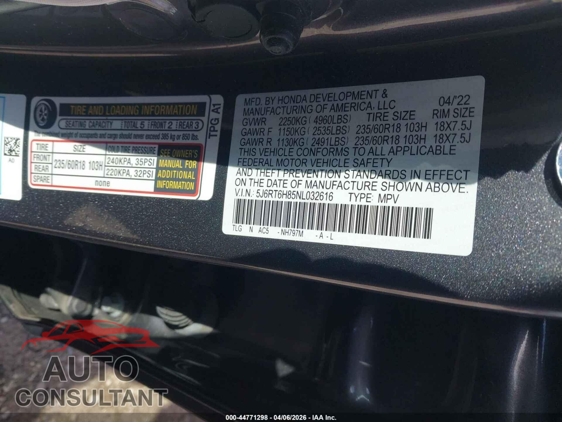 HONDA CR-V HYBRID 2022 - 5J6RT6H85NL032616