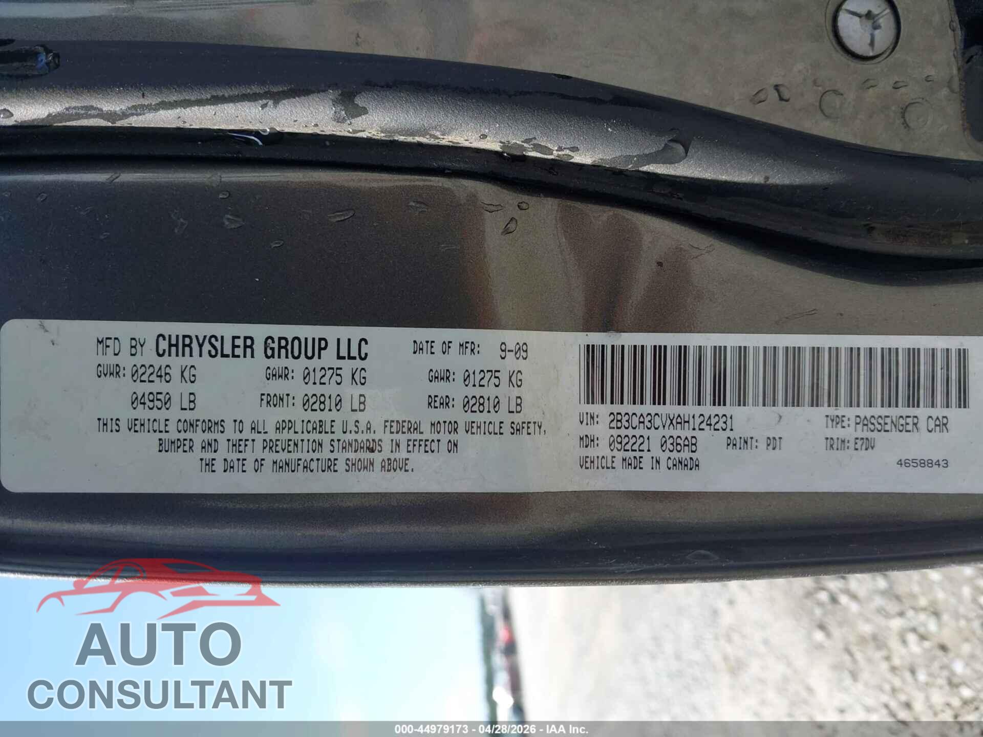 DODGE CHARGER 2010 - 2B3CA3CVXAH124231