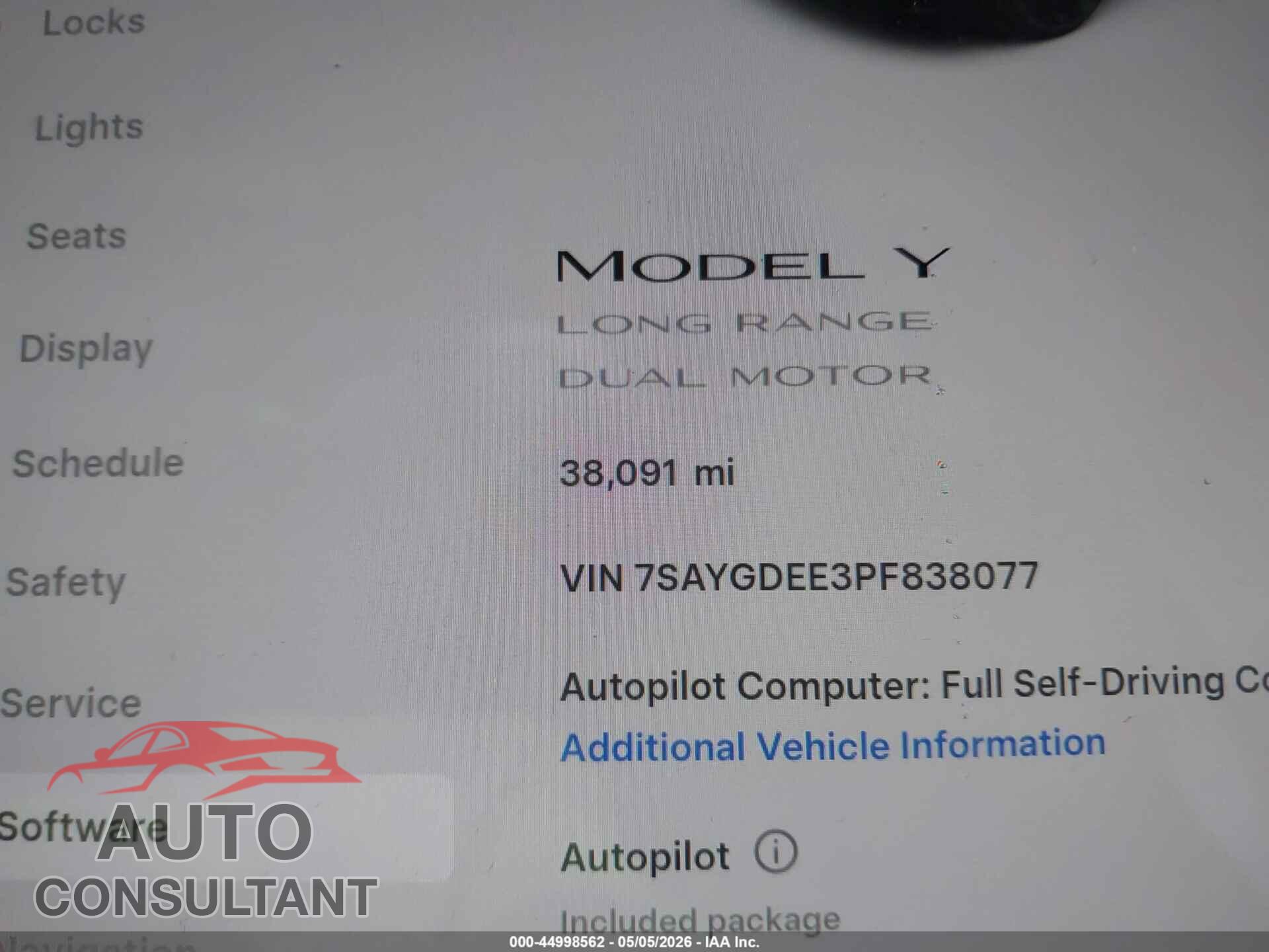 TESLA MODEL Y 2023 - 7SAYGDEE3PF838077