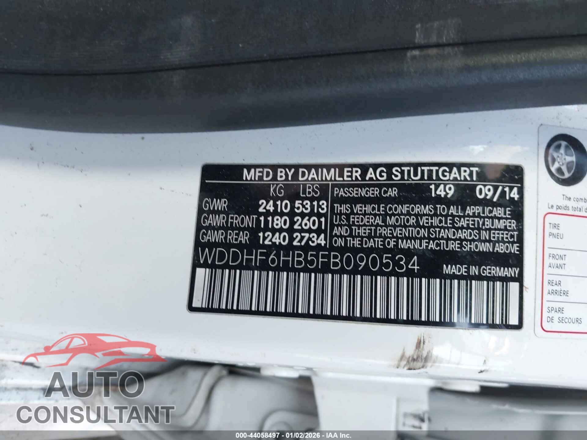 MERCEDES-BENZ E 400 2015 - WDDHF6HB5FB090534