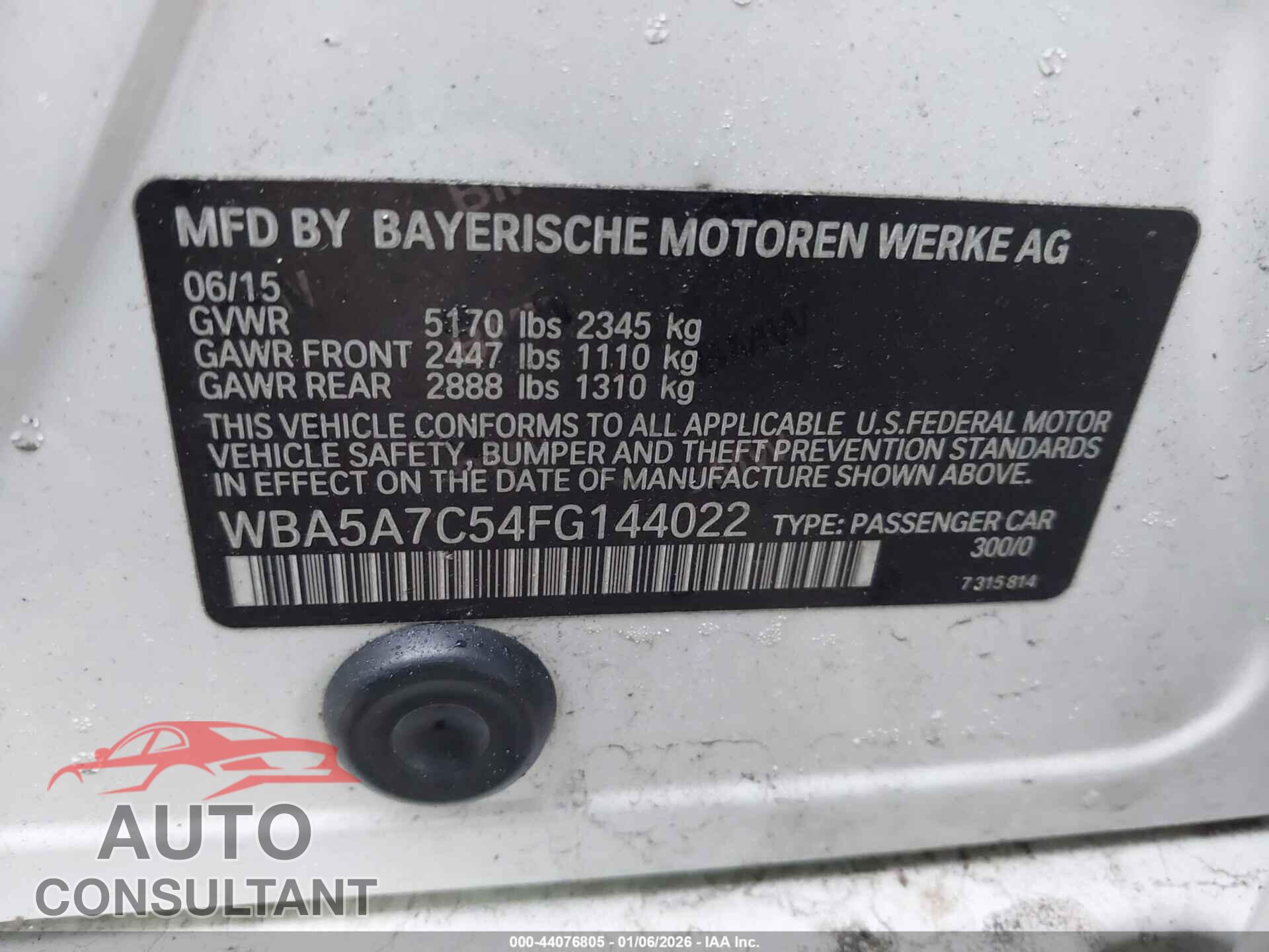 BMW 528I 2015 - WBA5A7C54FG144022