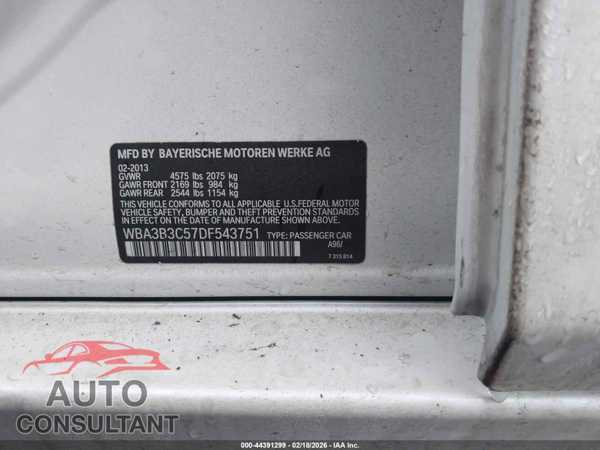 BMW 328I 2013 - WBA3B3C57DF543751