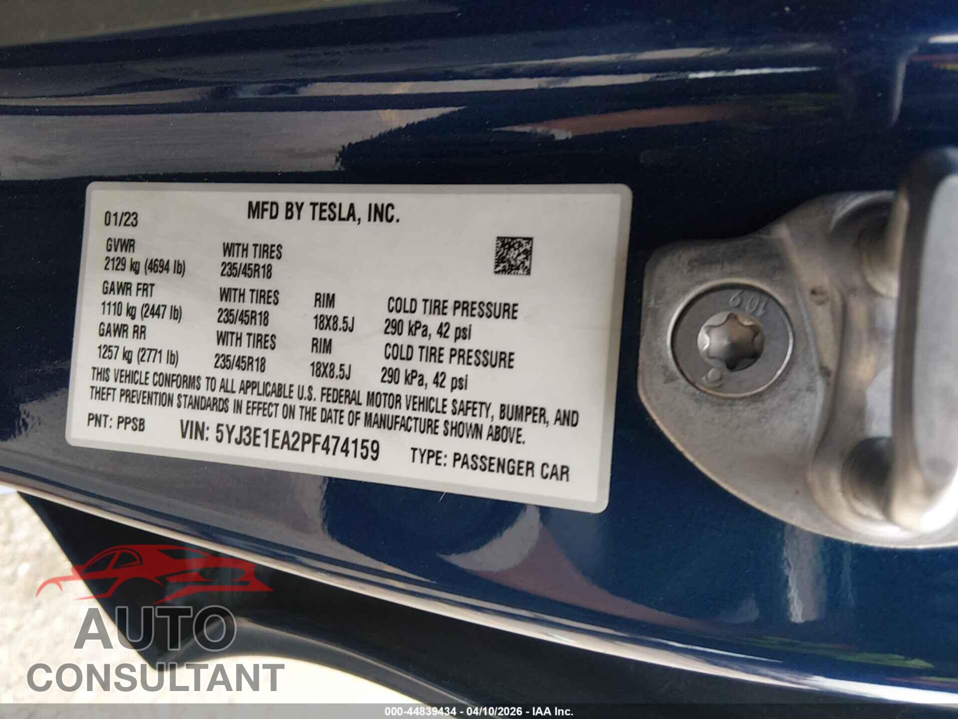 TESLA MODEL 3 2023 - 5YJ3E1EA2PF474159