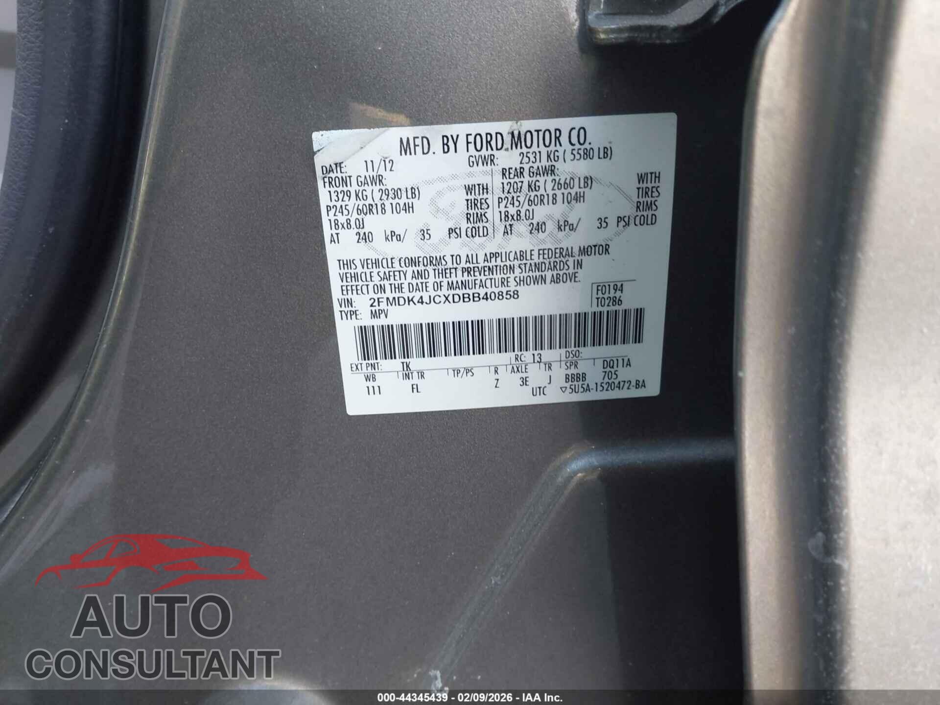 FORD EDGE 2013 - 2FMDK4JCXDBB40858