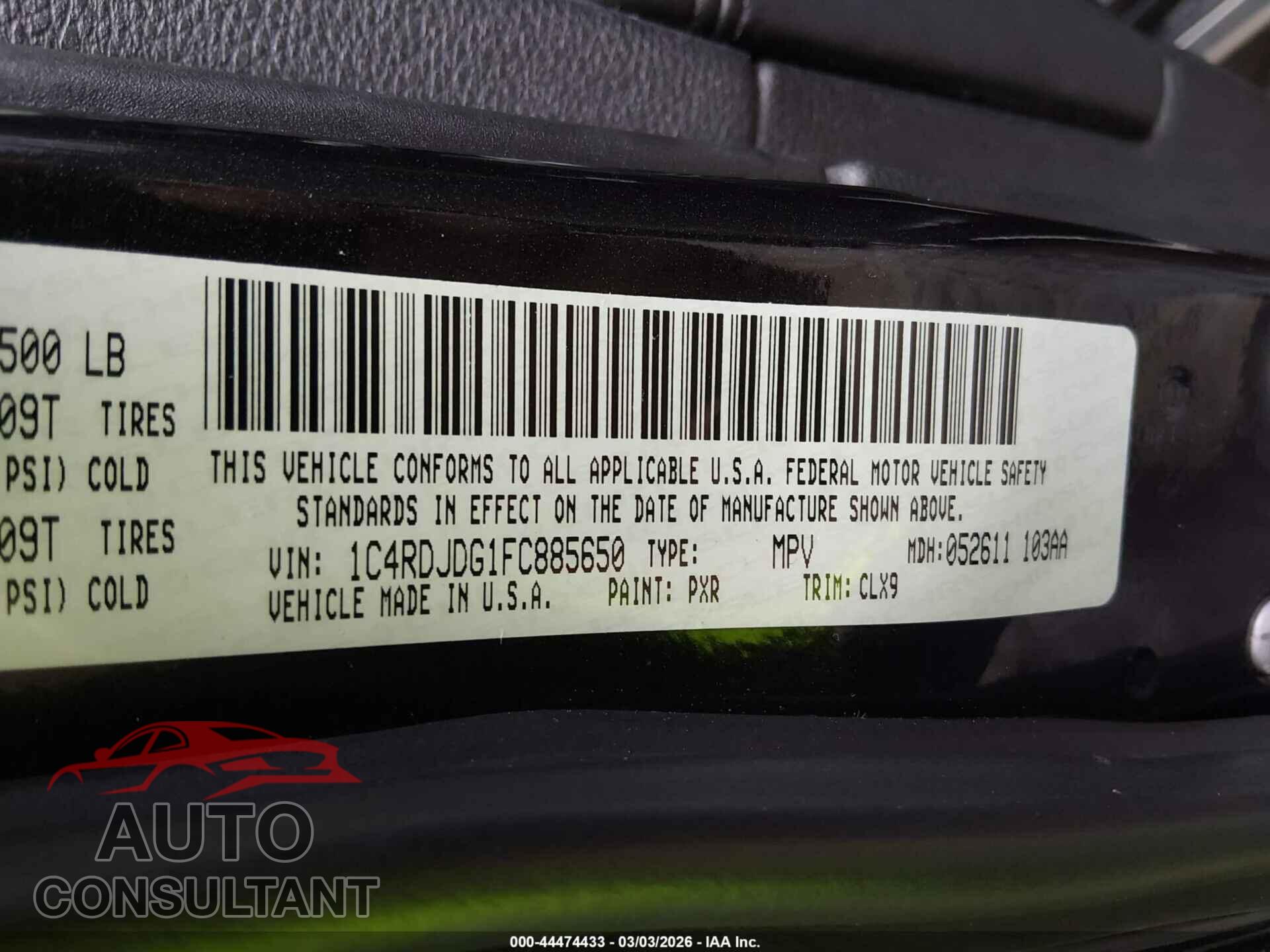 DODGE DURANGO 2015 - 1C4RDJDG1FC885650