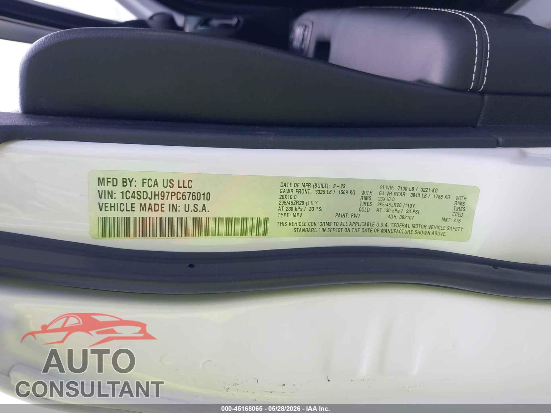 DODGE DURANGO 2023 - 1C4SDJH97PC676010