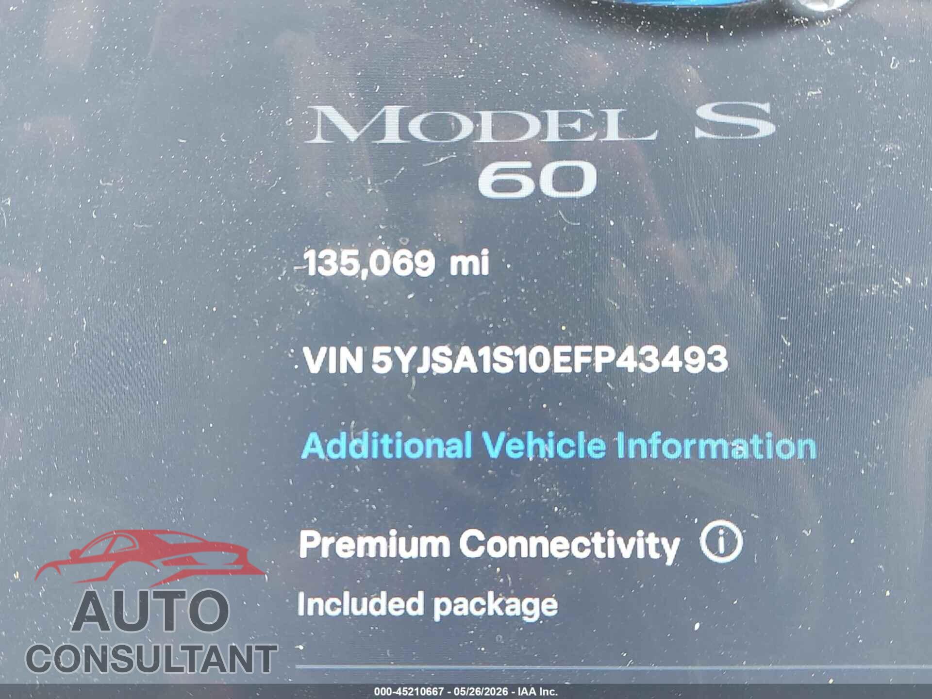 TESLA MODEL S 2014 - 5YJSA1S10EFP43493