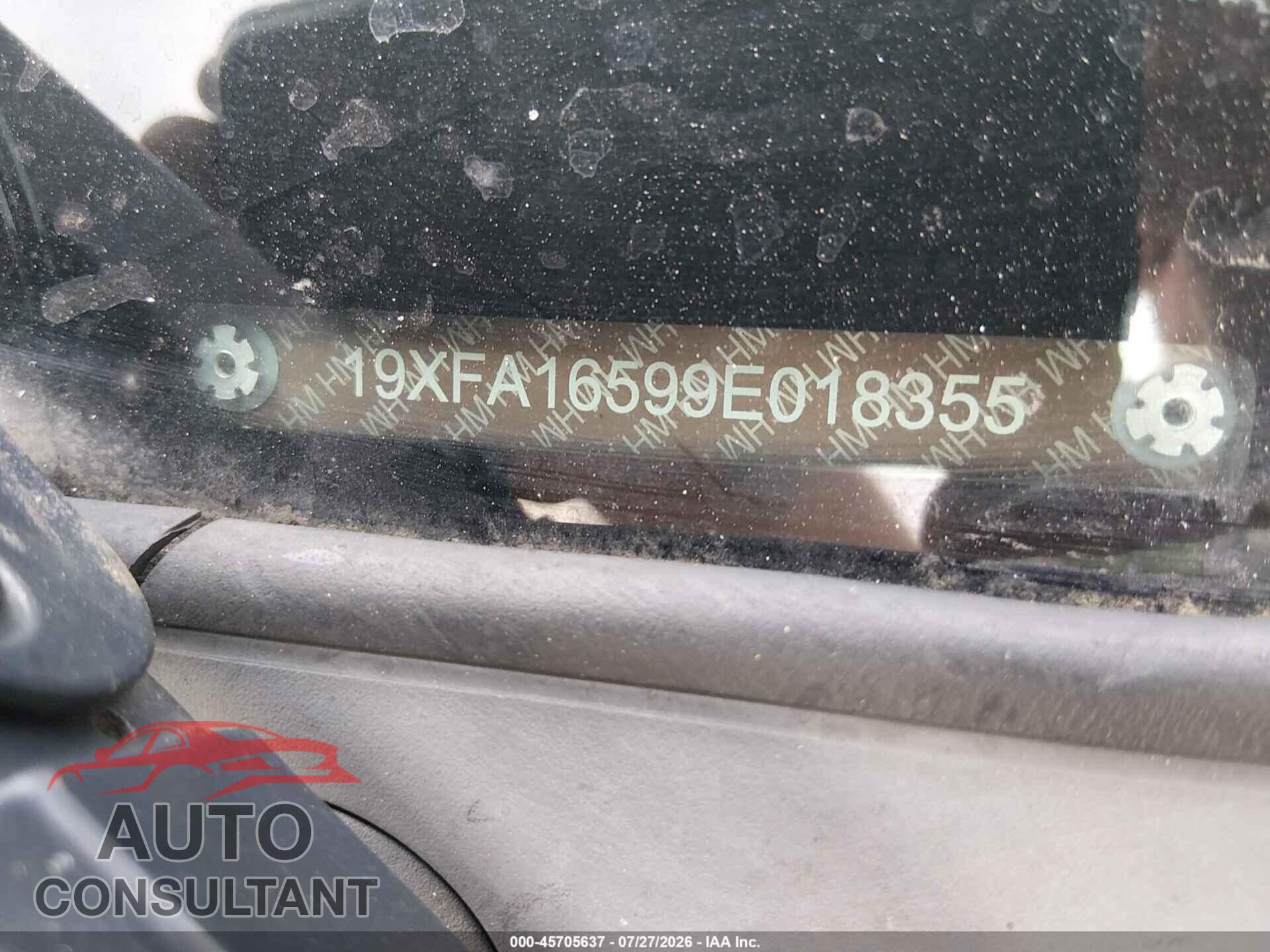 HONDA CIVIC 2009 - 19XFA16599E018355