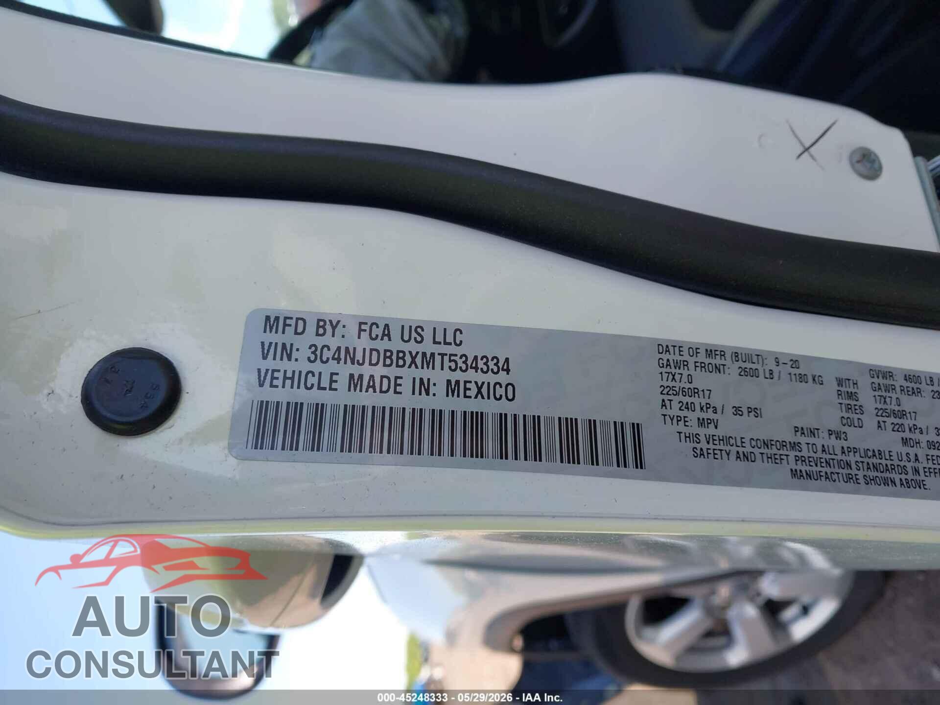 JEEP COMPASS 2021 - 3C4NJDBBXMT534334