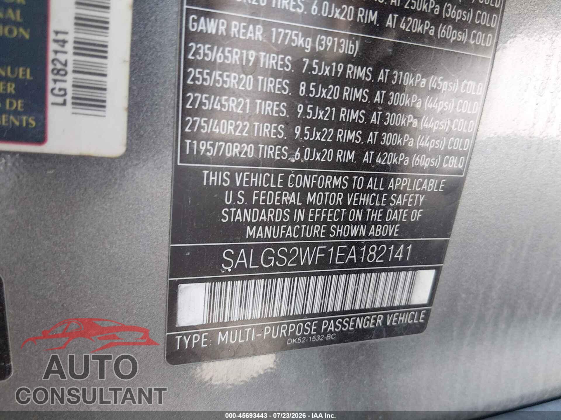 LAND ROVER RANGE ROVER 2014 - SALGS2WF1EA182141
