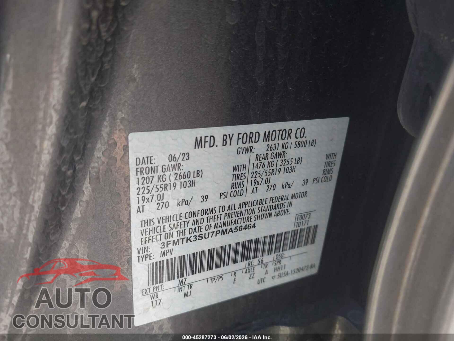 FORD MUSTANG MACH-E 2023 - 3FMTK3SU7PMA56464