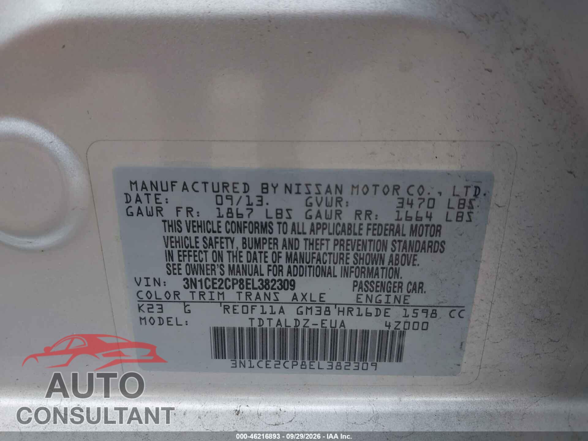 NISSAN VERSA NOTE 2014 - 3N1CE2CP8EL382309