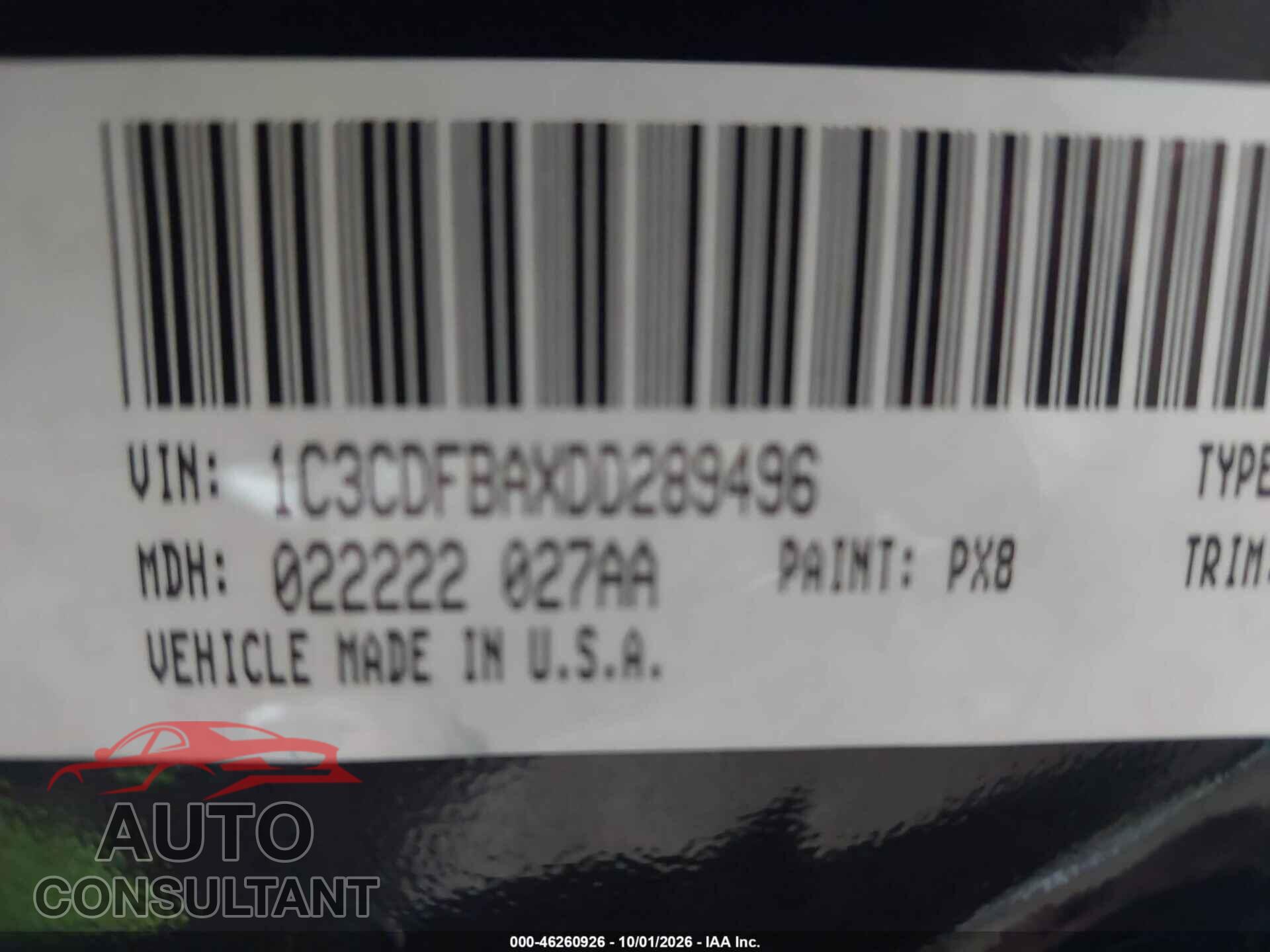 DODGE DART 2013 - 1C3CDFBAXDD289496