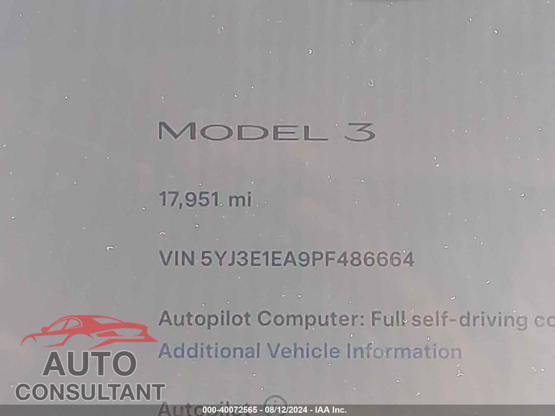 TESLA MODEL 3 2023 - 5YJ3E1EA9PF486664