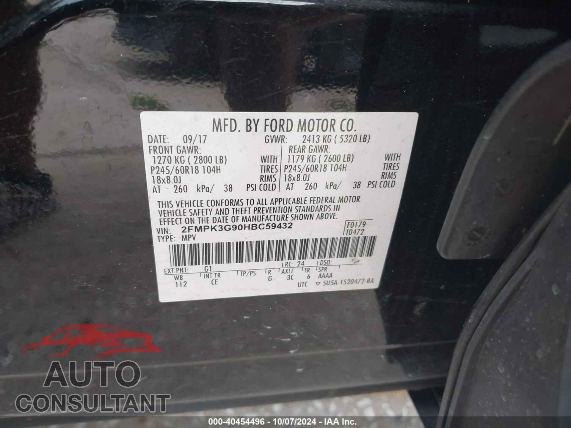 FORD EDGE 2017 - 2FMPK3G90HBC59432
