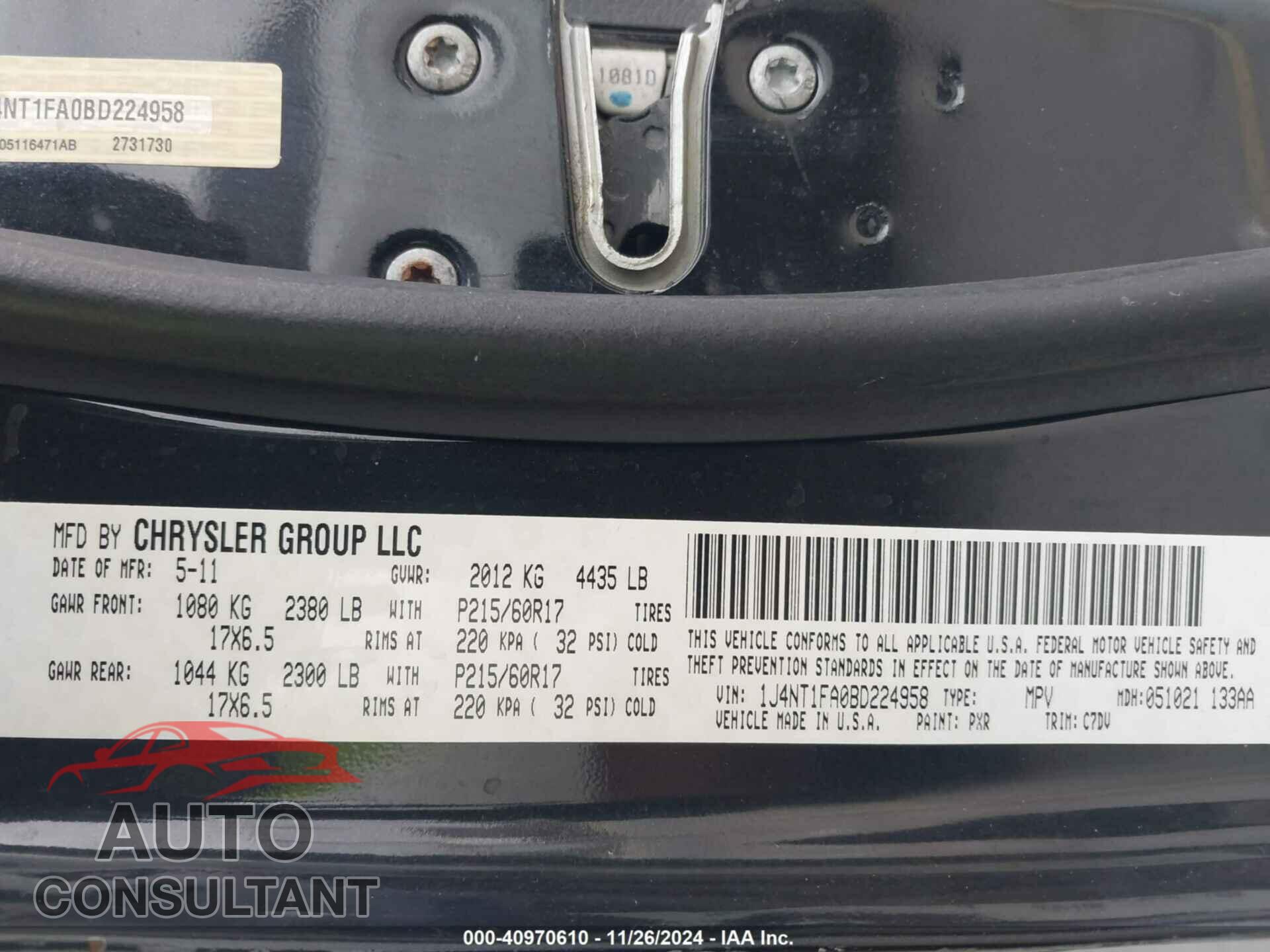 JEEP COMPASS 2011 - 1J4NT1FA0BD224958