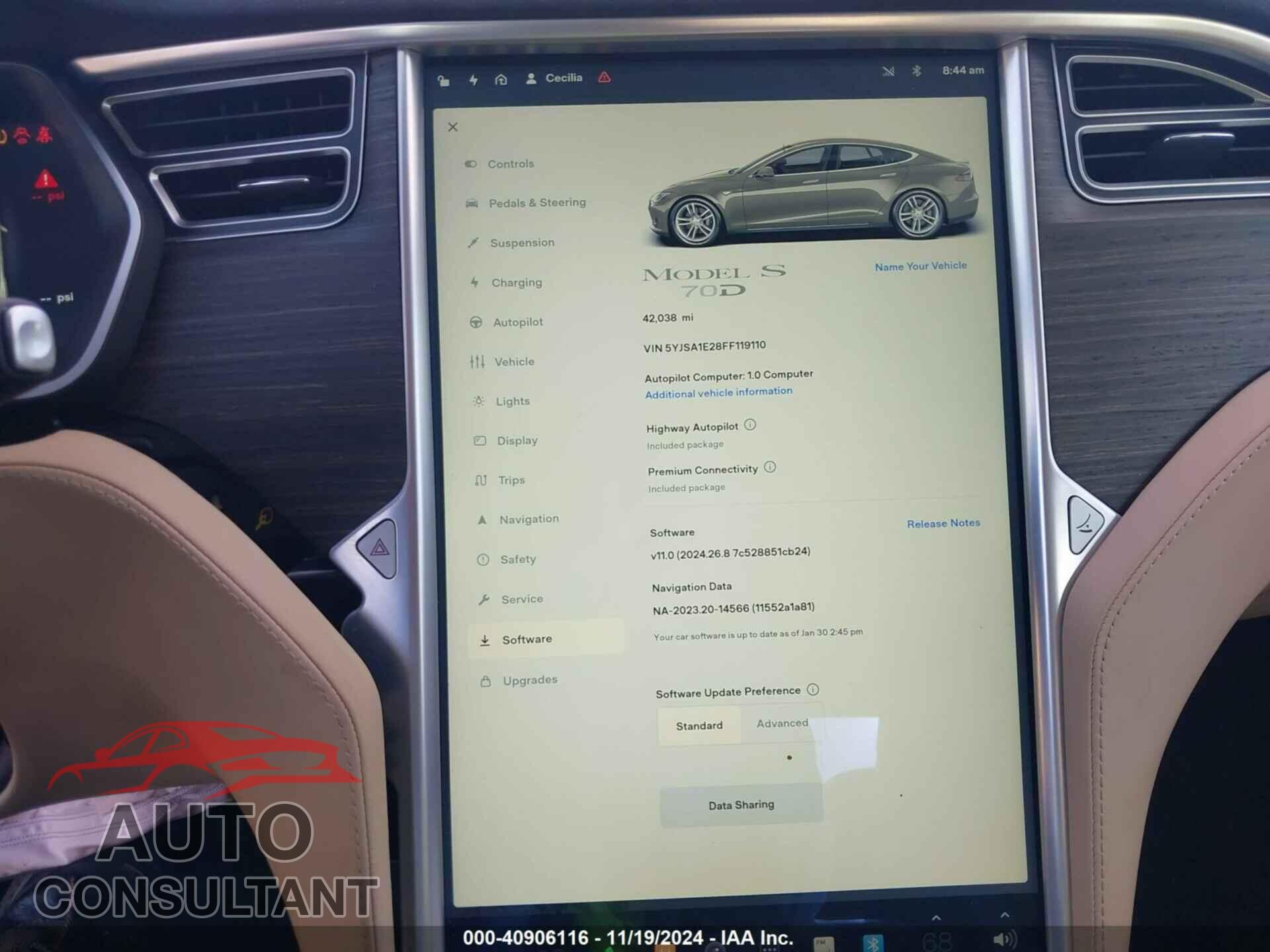 TESLA MODEL S 2015 - 5YJSA1E28FF119110