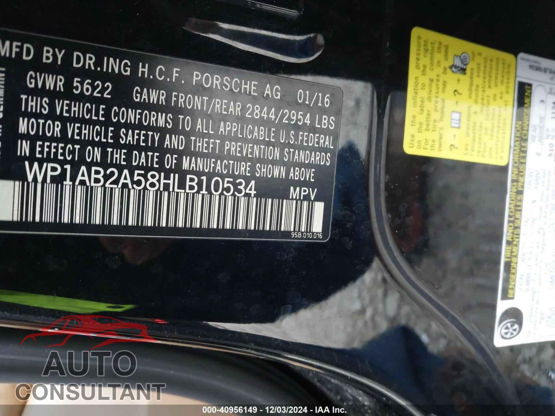 PORSCHE MACAN 2017 - WP1AB2A58HLB10534
