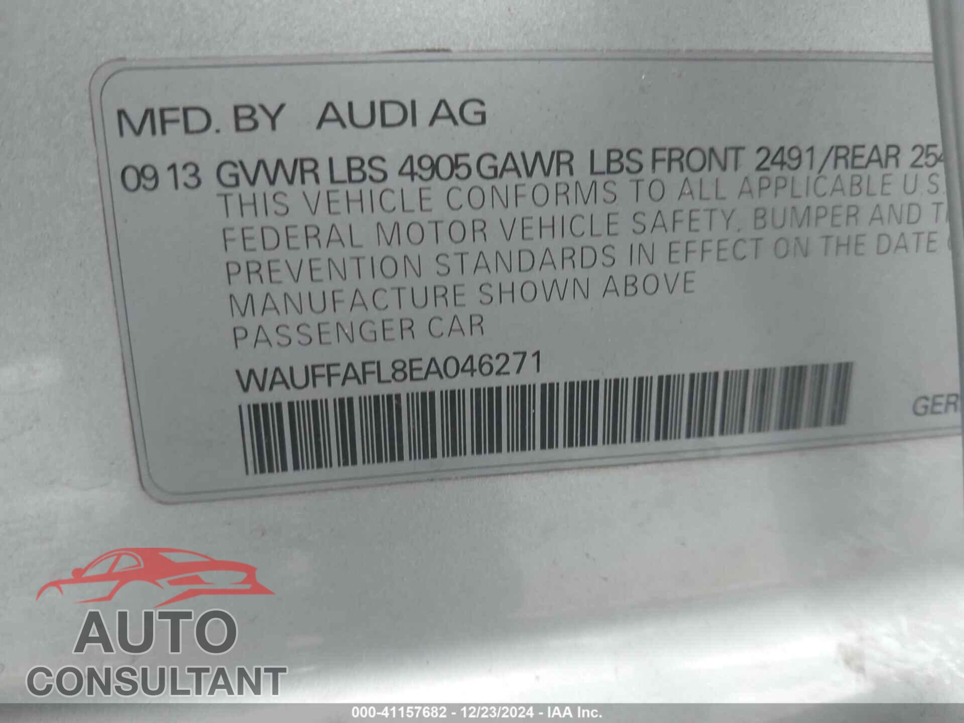 AUDI A4 2014 - WAUFFAFL8EA046271