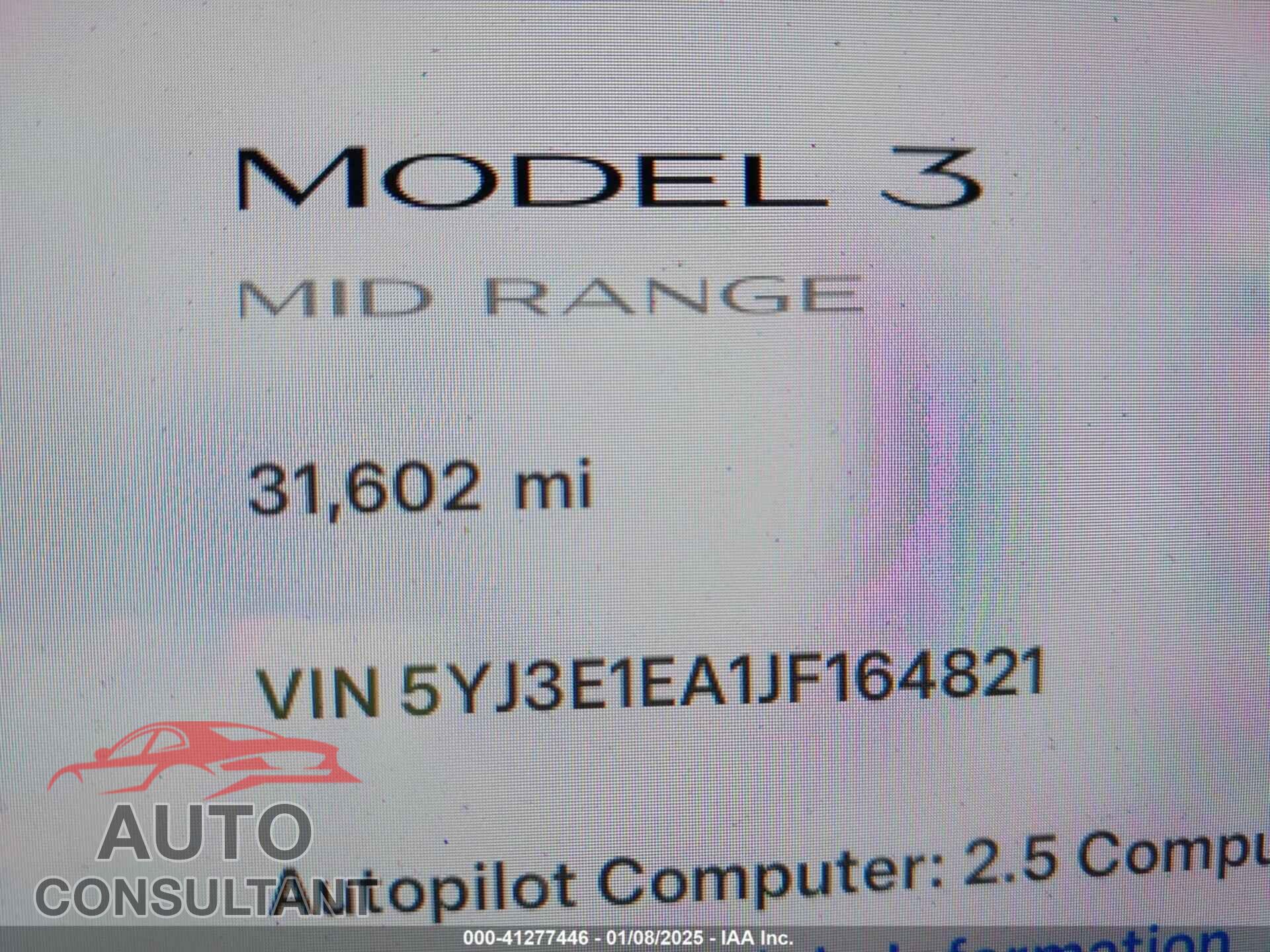 TESLA MODEL 3 2018 - 5YJ3E1EA1JF164821