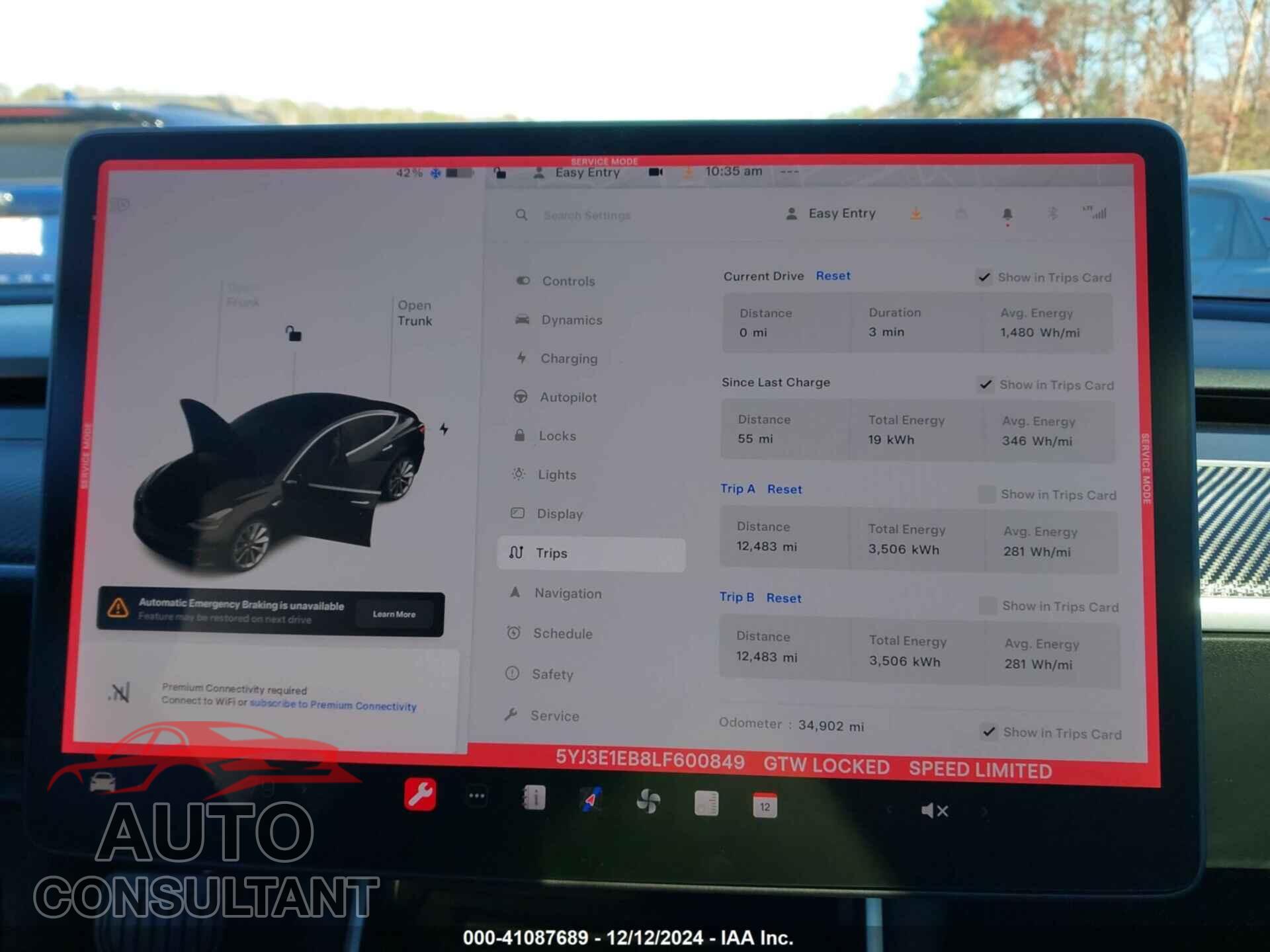 TESLA MODEL 3 2020 - 5YJ3E1EB8LF600849