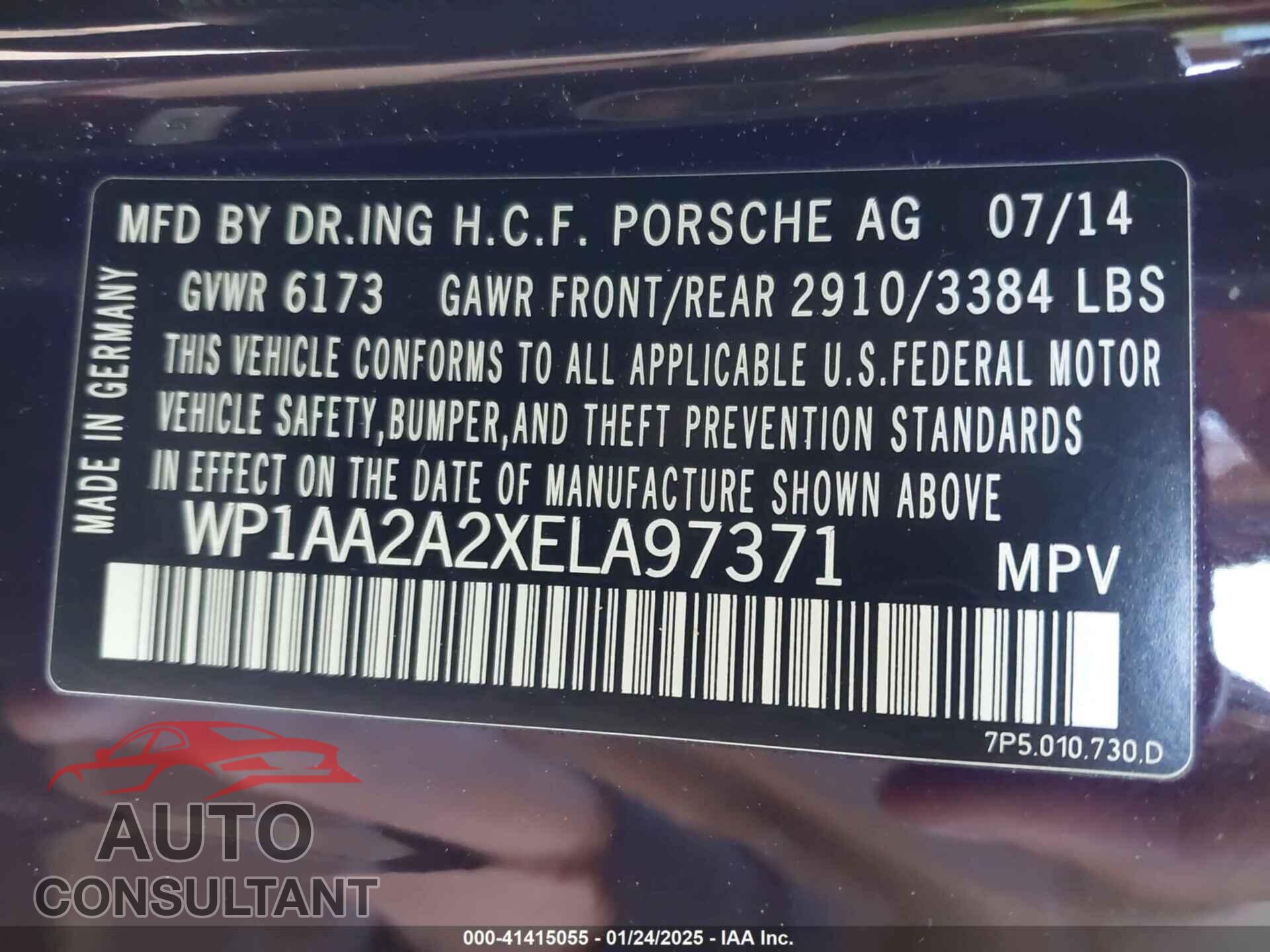 PORSCHE CAYENNE 2014 - WP1AA2A2XELA97371