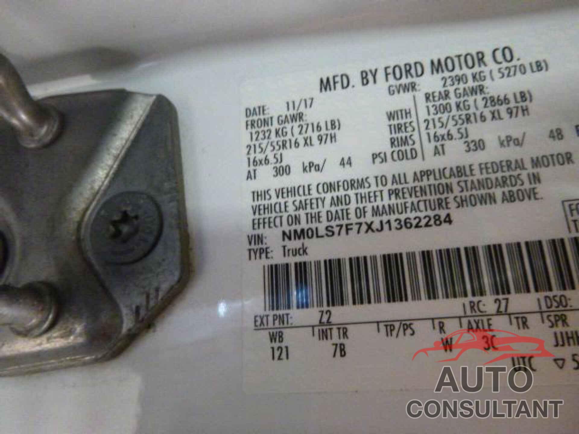 FORD TRANSIT CONNECT 2018 - NM0LS7F7XJ1362284