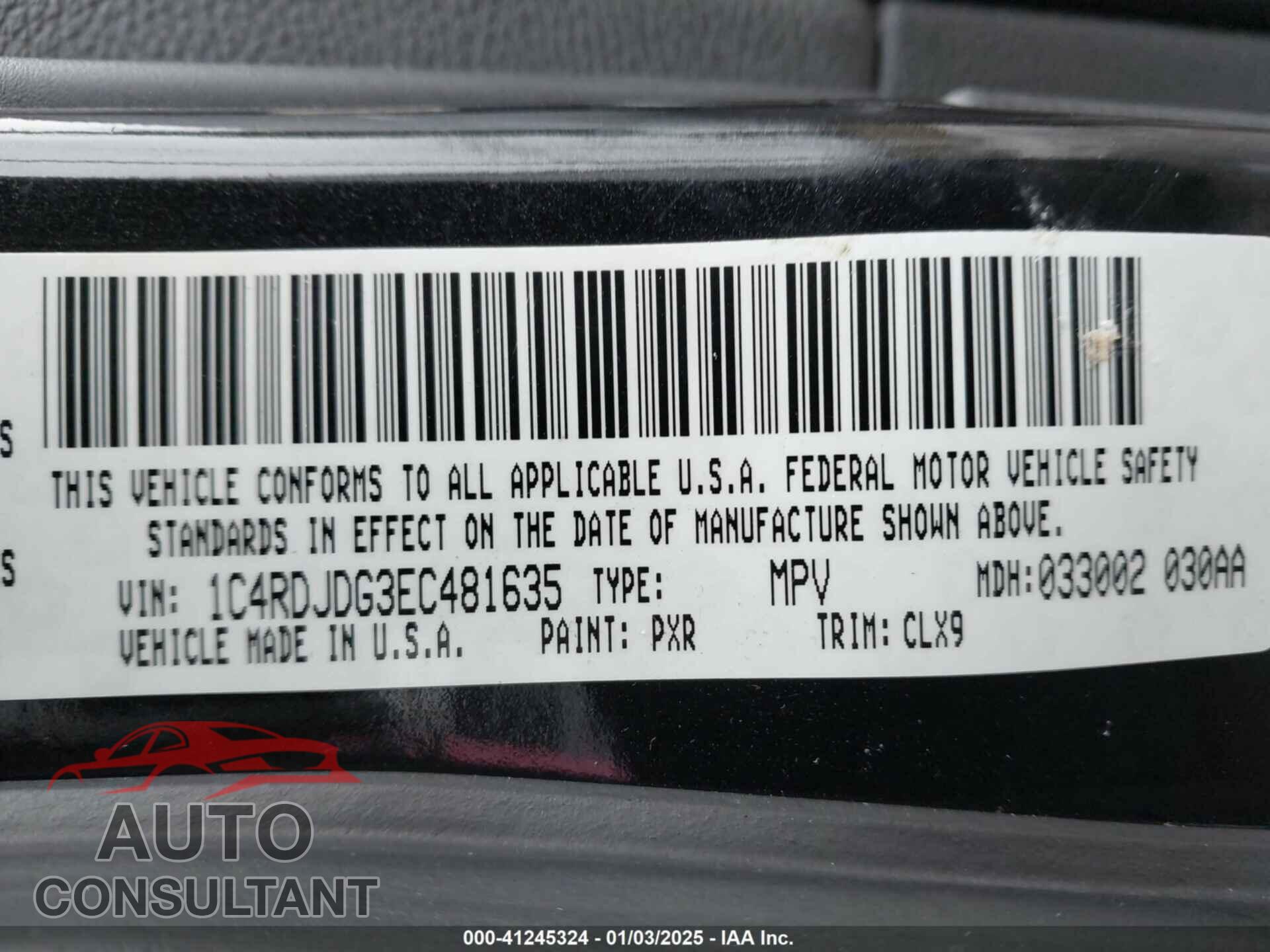 DODGE DURANGO 2014 - 1C4RDJDG3EC481635
