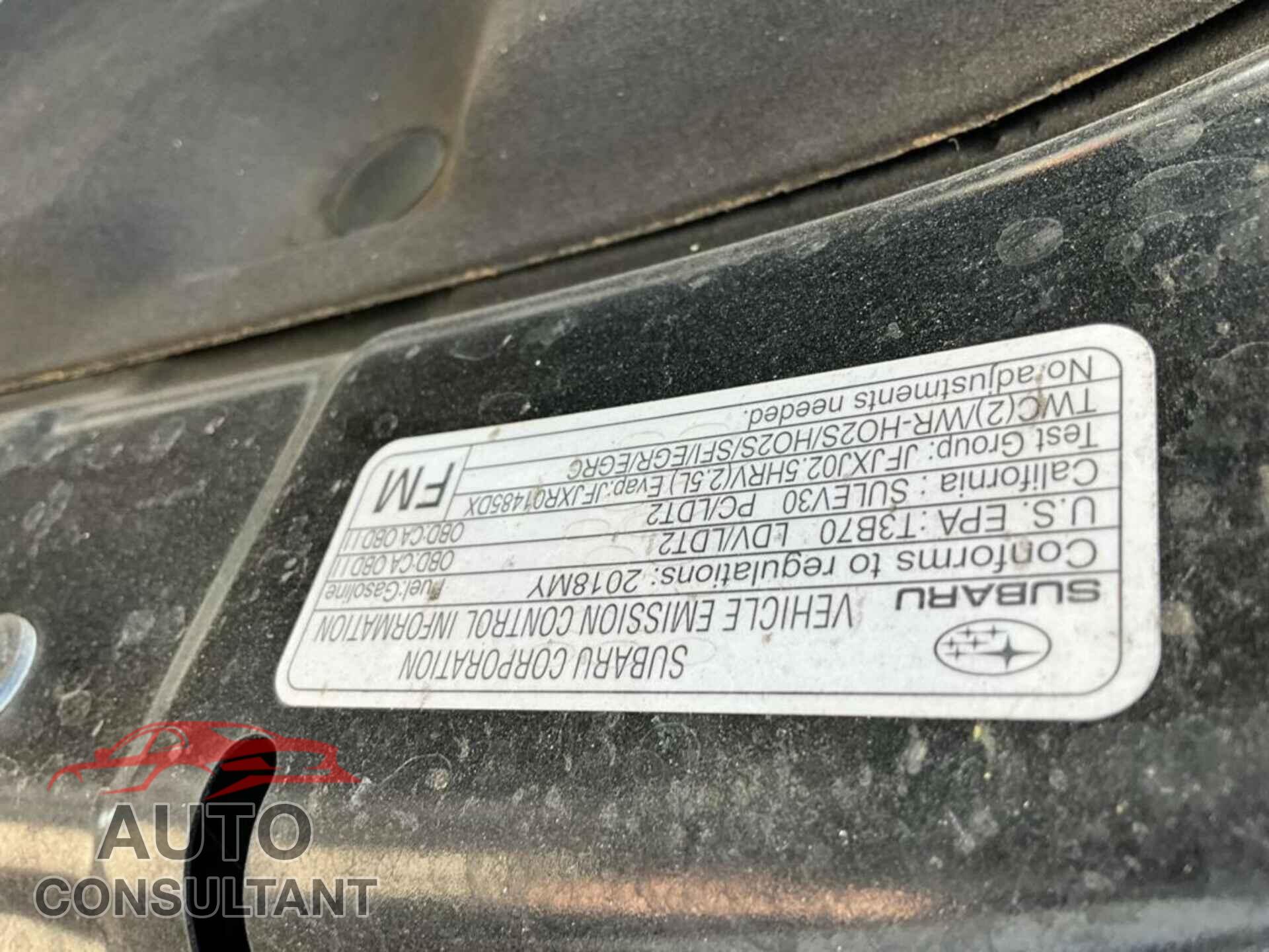 SUBARU OUTBACK 2018 - 4S4BSAHC8J3316183