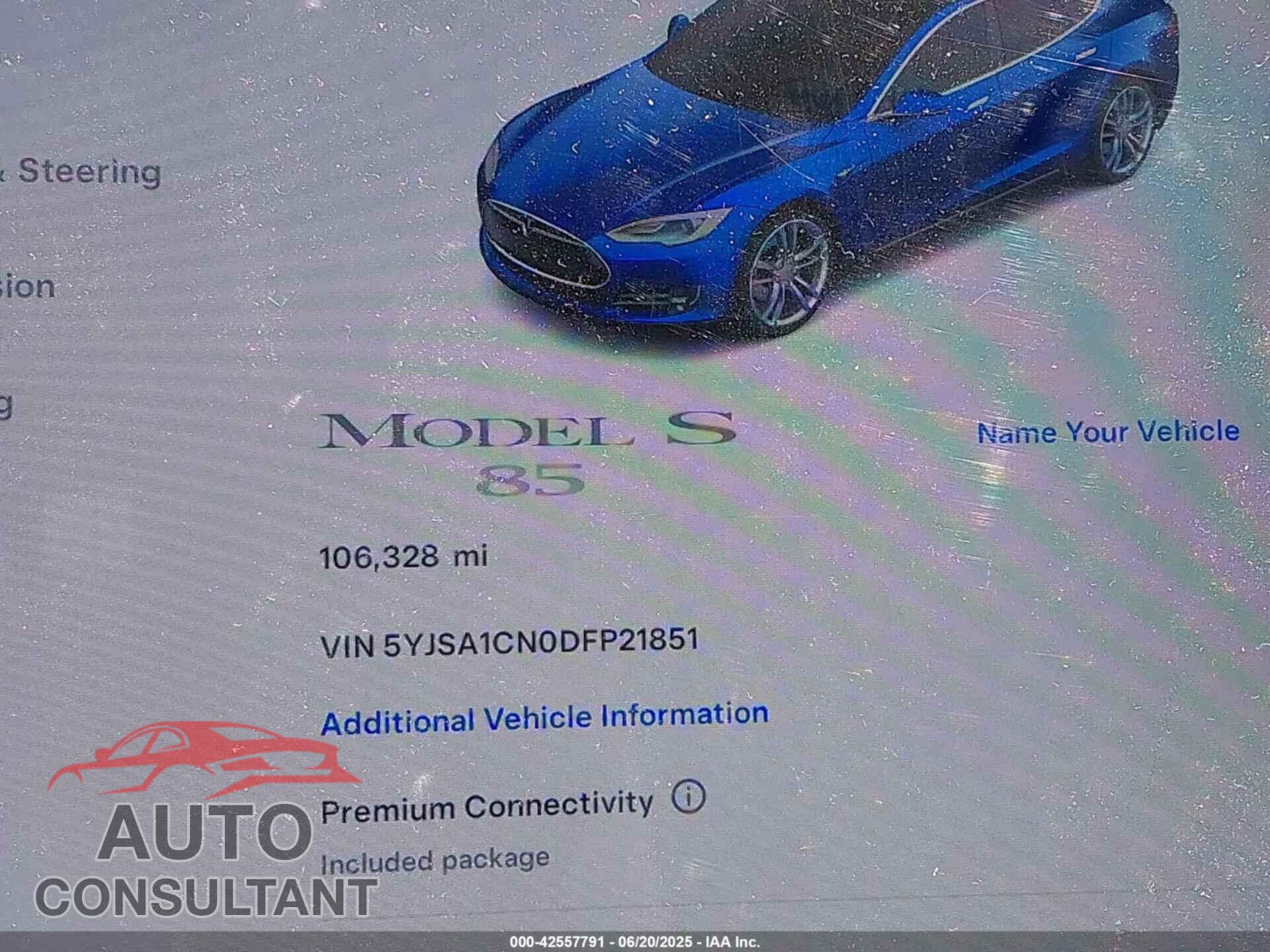 TESLA MODEL S 2013 - 5YJSA1CN0DFP21851