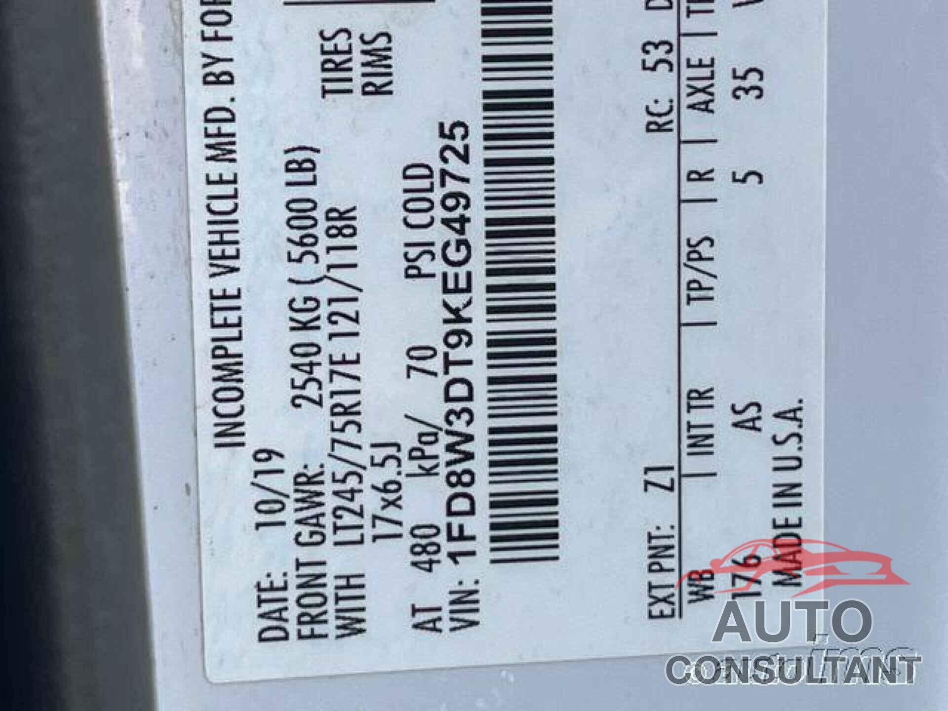 FORD F350 2019 - 1FD8W3DT9KEG49725