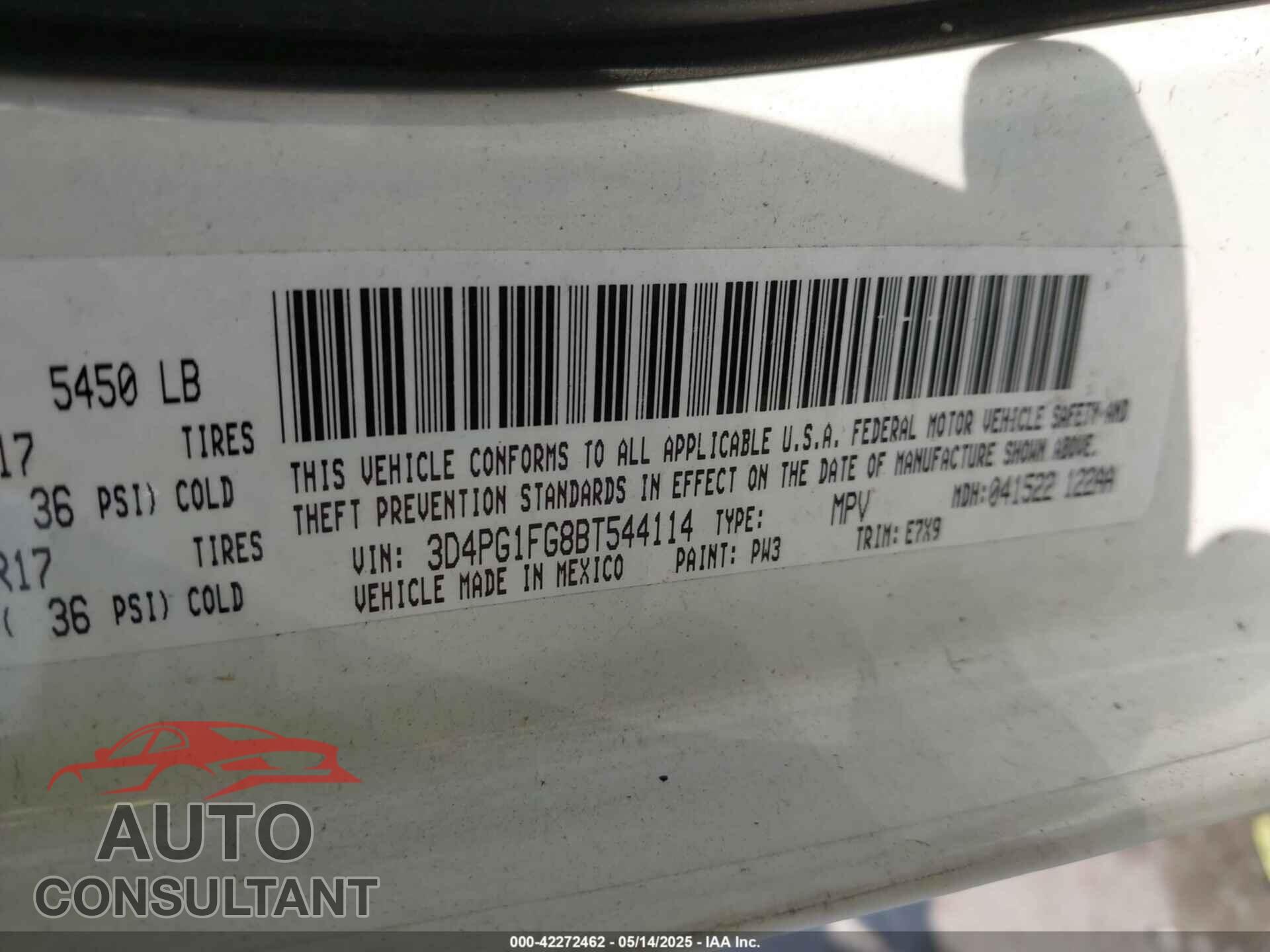 DODGE JOURNEY 2012 - 3C4PDCAB5CT230077