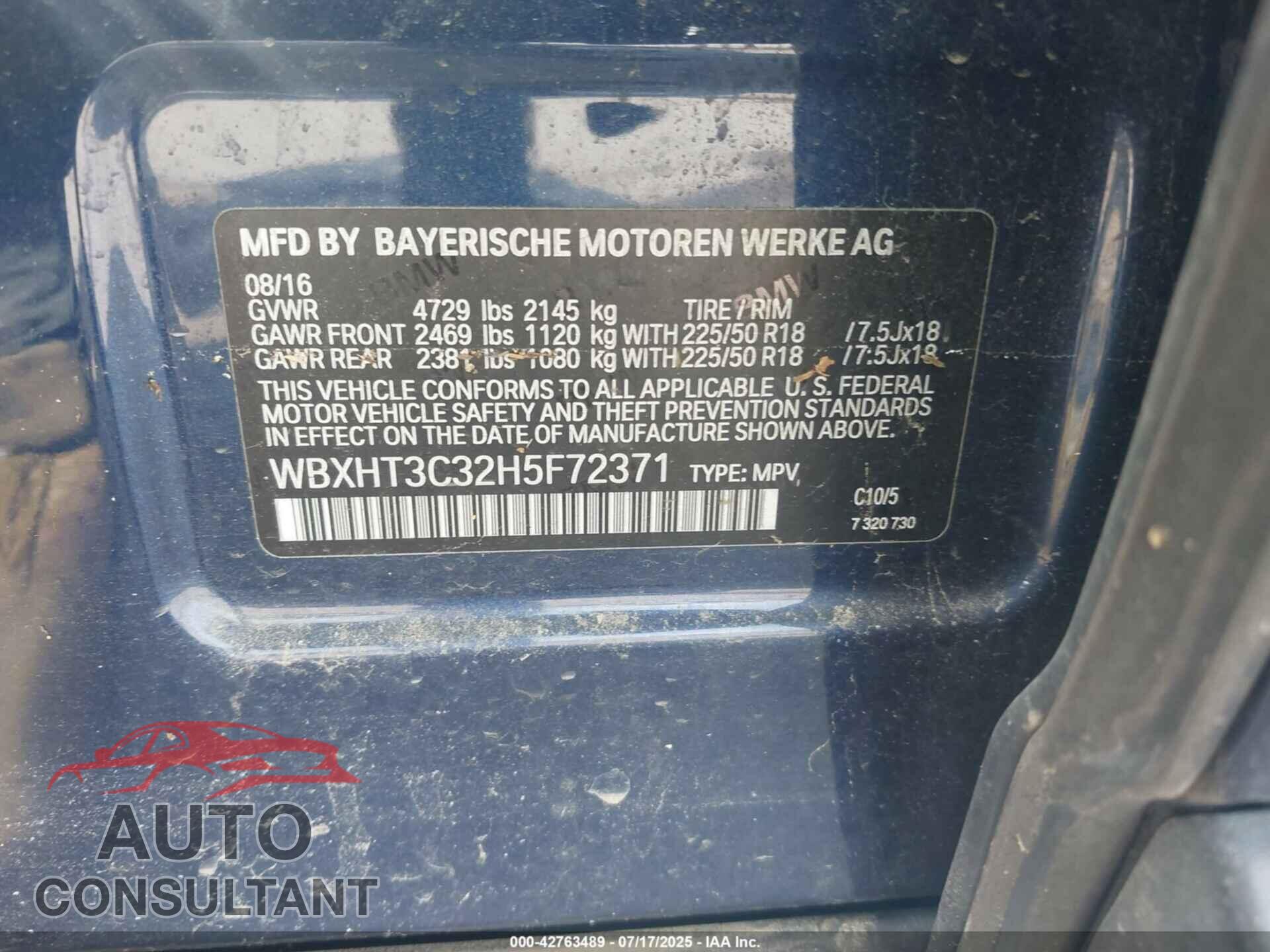 BMW X1 2017 - WBXHT3C32H5F72371