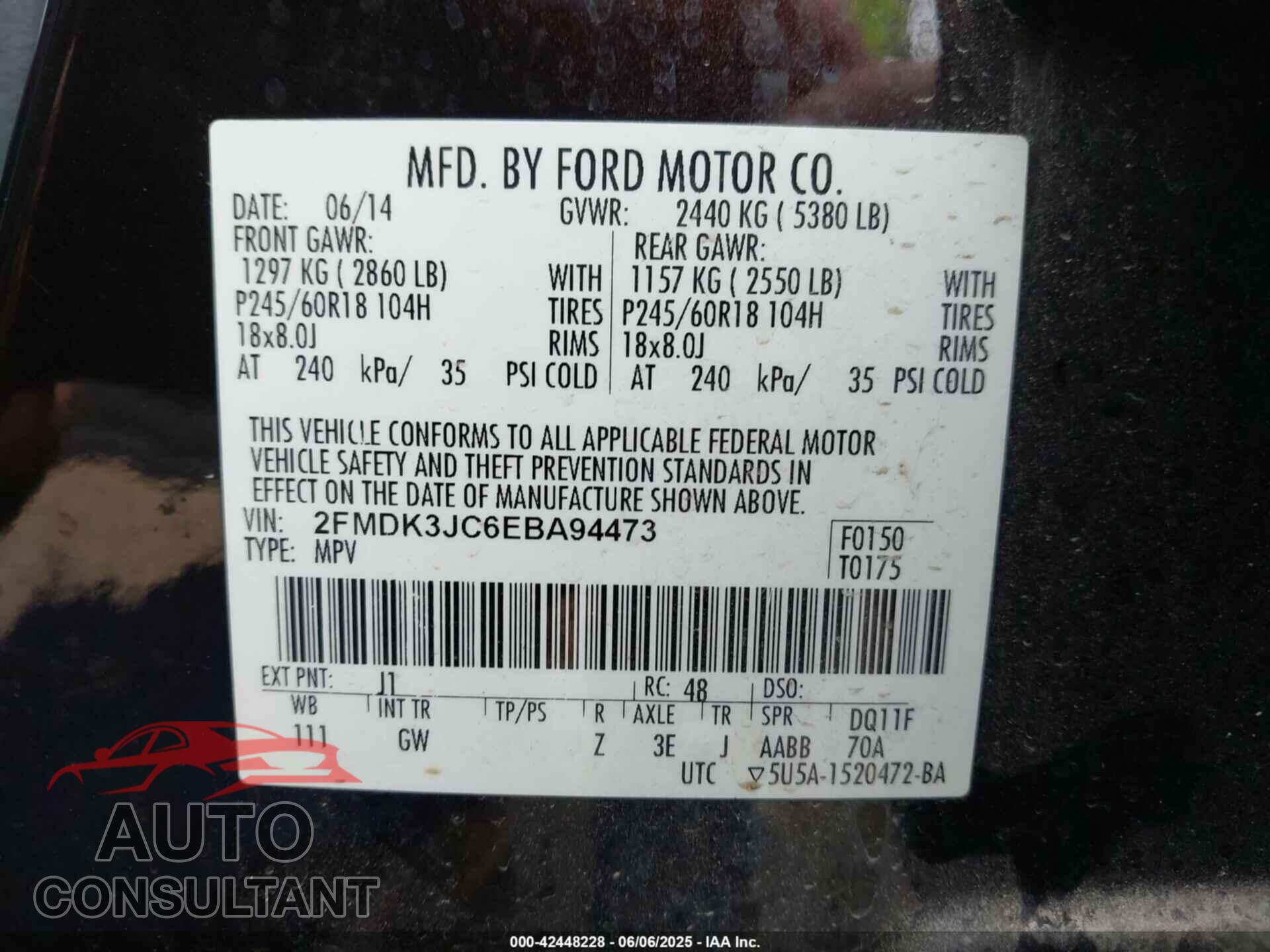 FORD EDGE 2014 - 2FMDK3JC6EBA94473