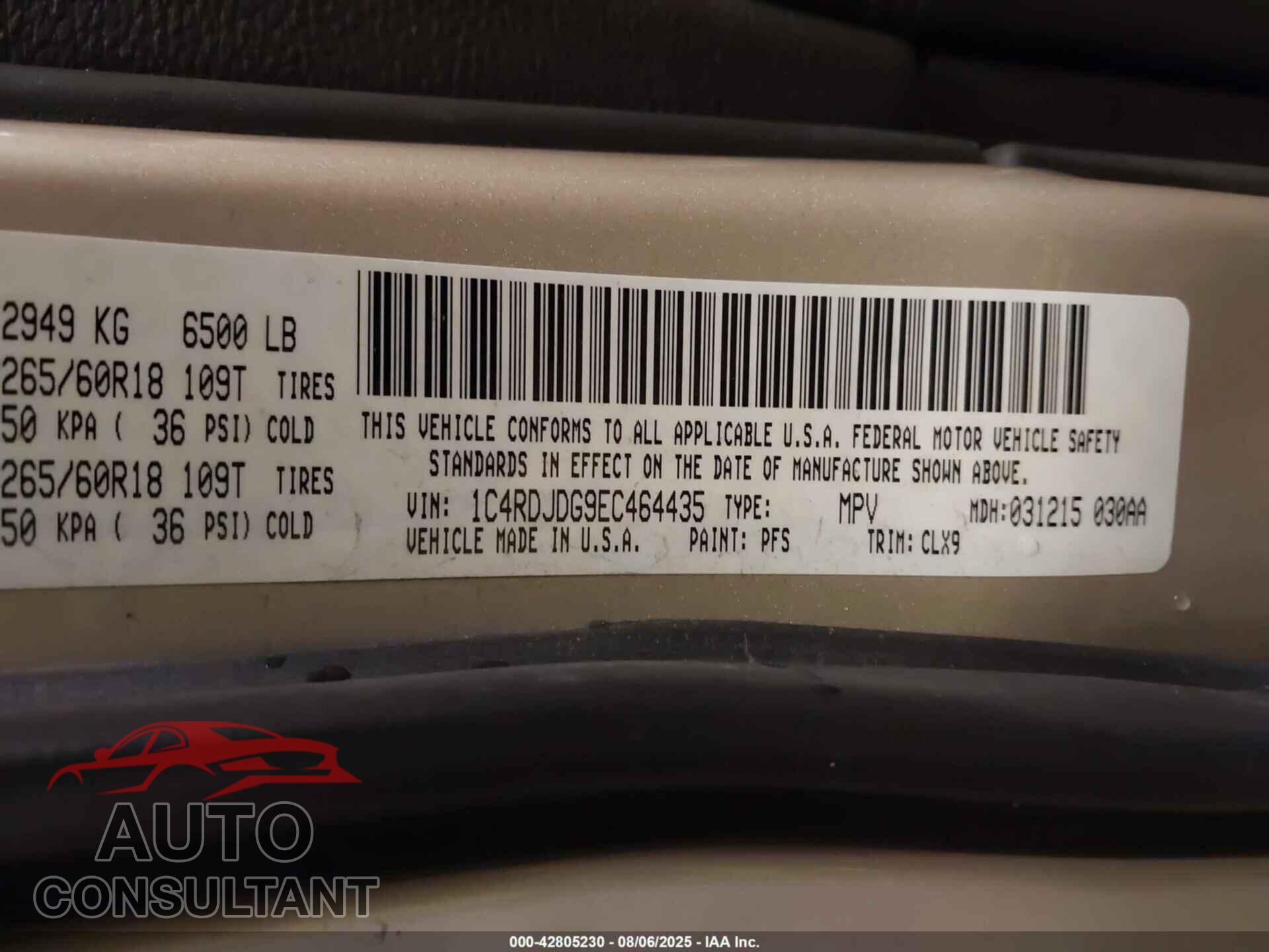 DODGE DURANGO 2014 - 1C4RDJDG9EC464435