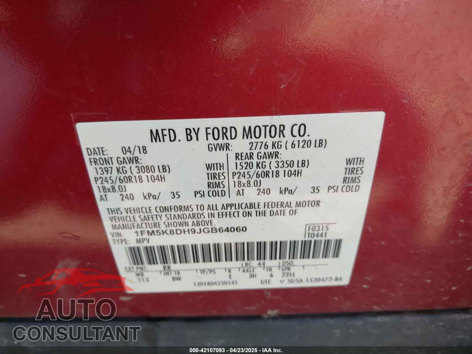 FORD EXPLORER 2018 - 1FM5K8DH9JGB64060