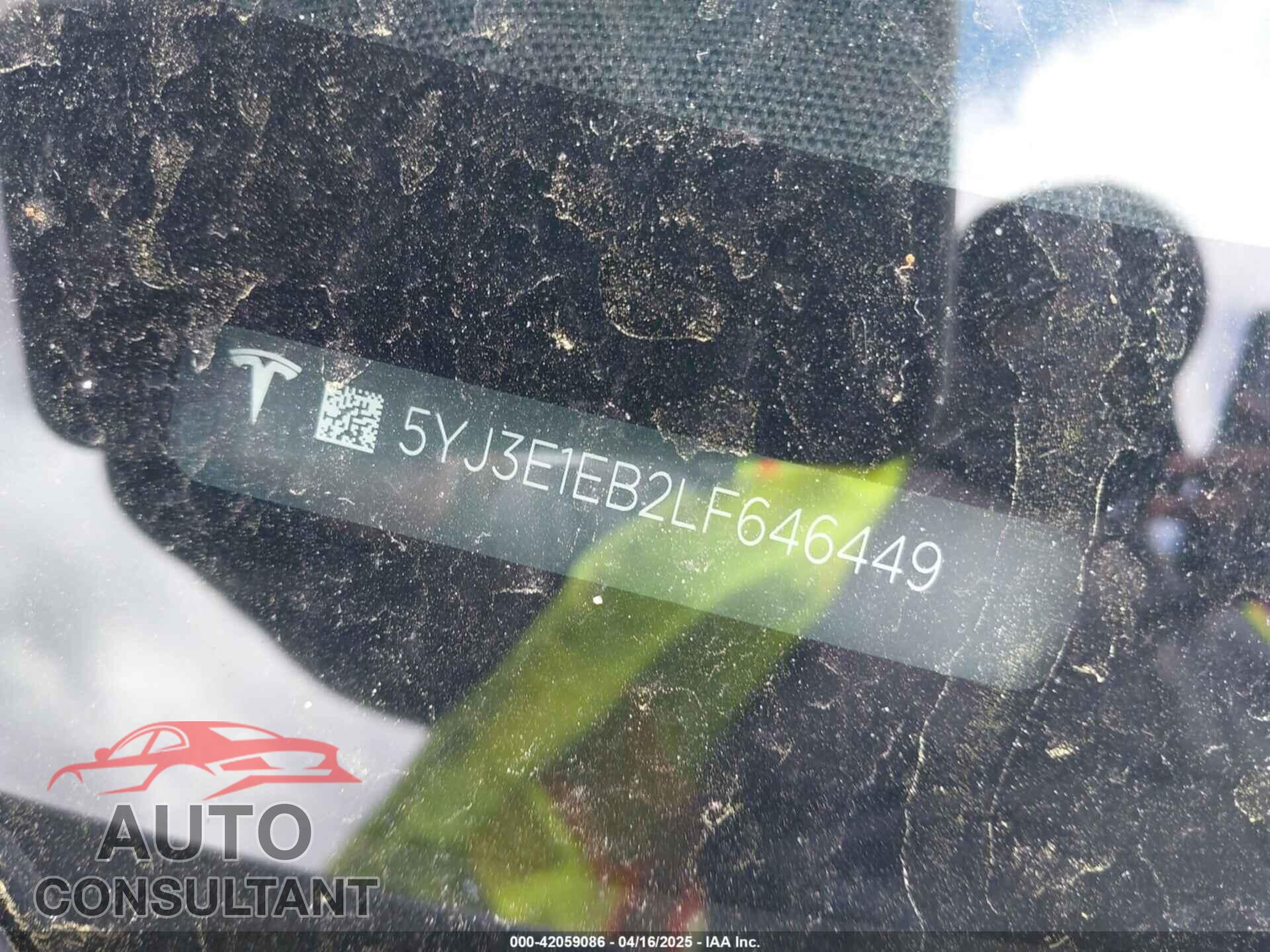 TESLA MODEL 3 2020 - 5YJ3E1EB2LF646449