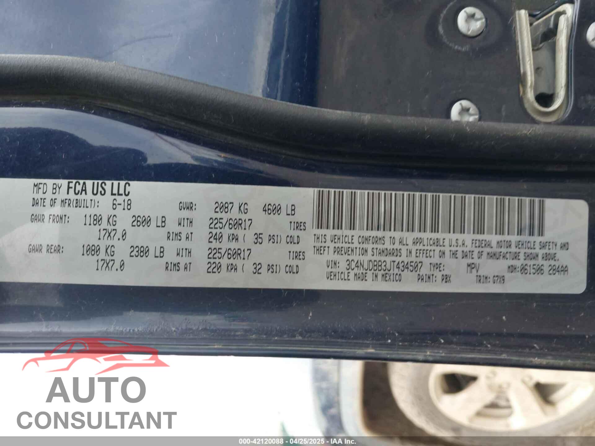 JEEP COMPASS 2018 - 3C4NJDBB3JT434507