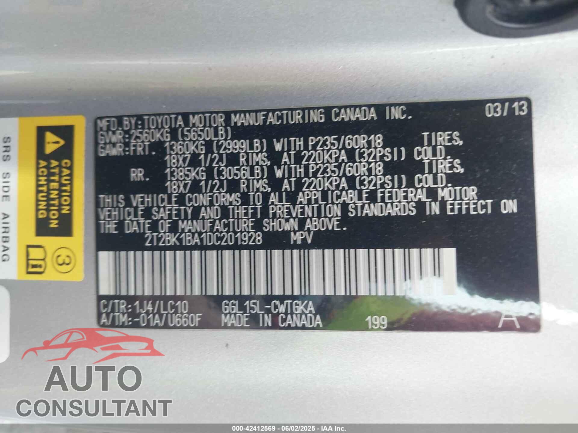 LEXUS RX 350 2013 - 2T2BK1BA1DC201928