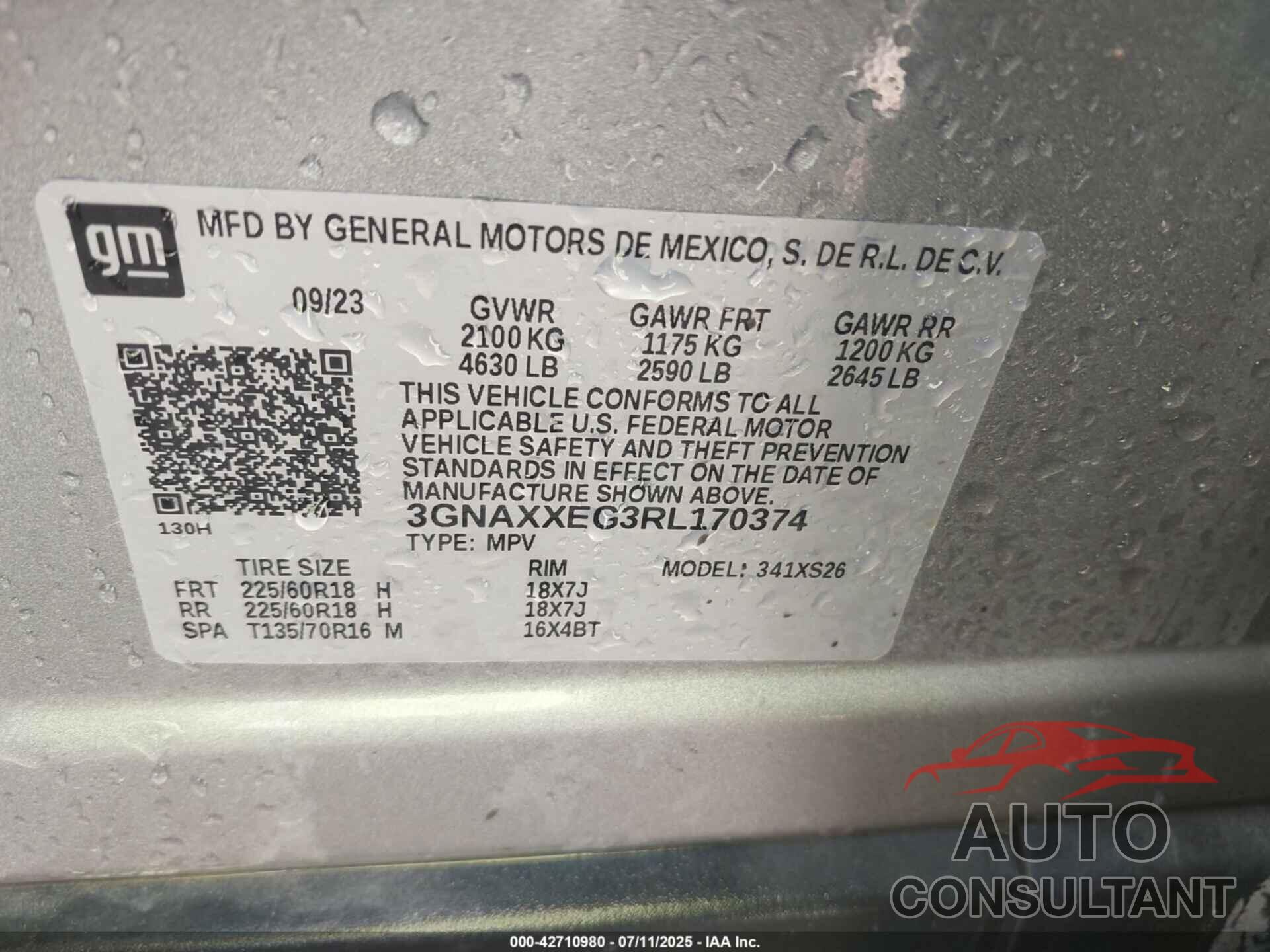 CHEVROLET EQUINOX 2024 - 3GNAXXEG3RL170374