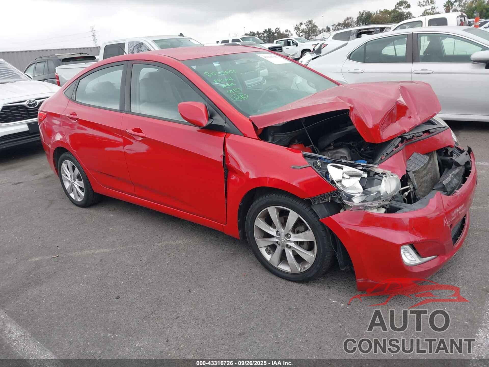 HYUNDAI ACCENT 2013 - KMHCU4AE7DU479496