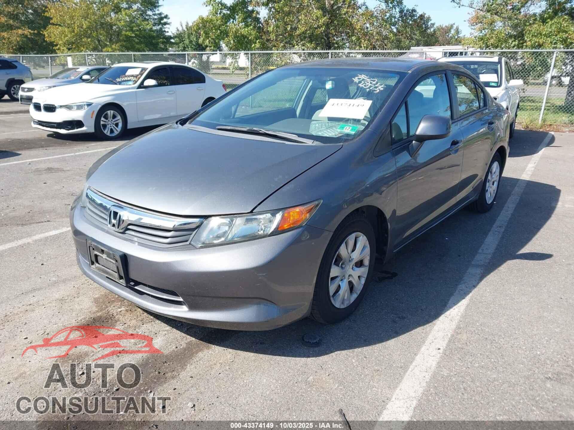 HONDA CIVIC 2012 - 19XFB2F56CE388012