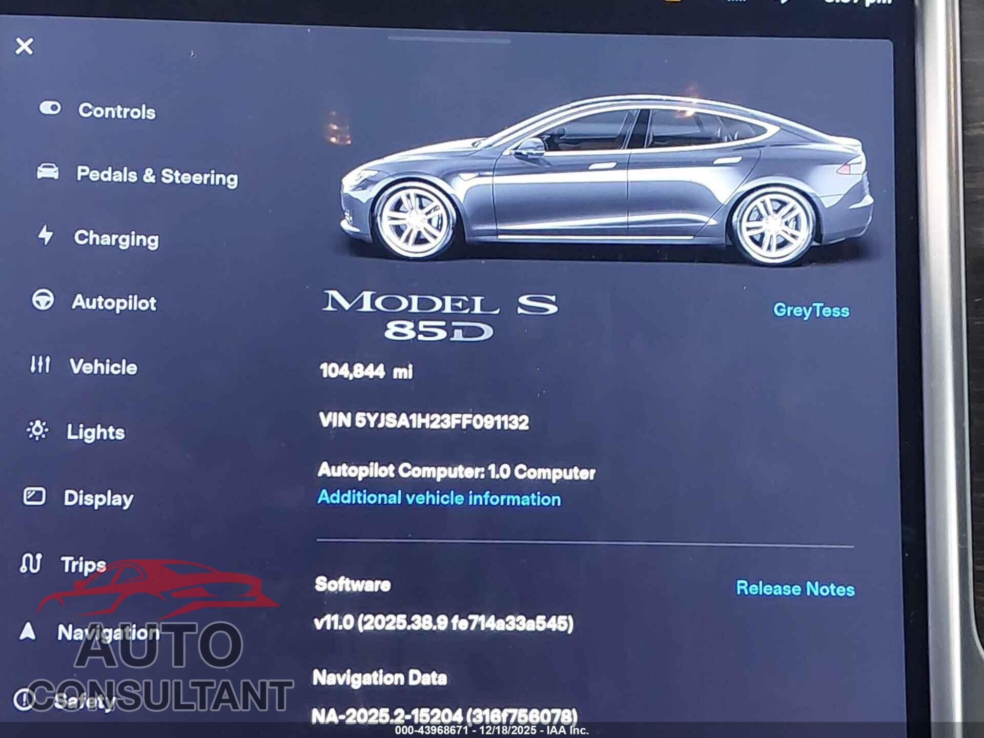 TESLA MODEL S 2015 - 5YJSA1H23FF091132