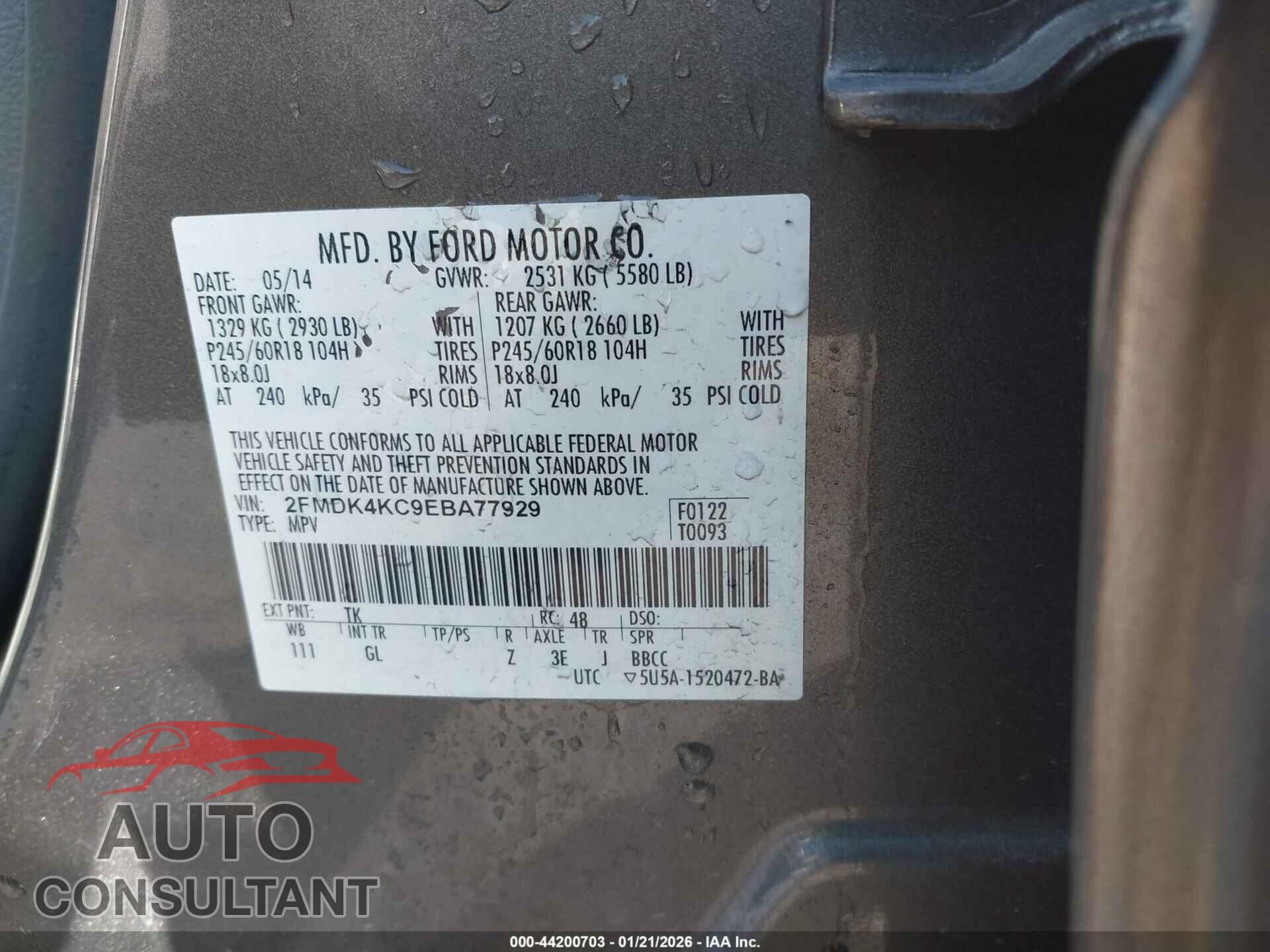FORD EDGE 2014 - 2FMDK4KC9EBA77929