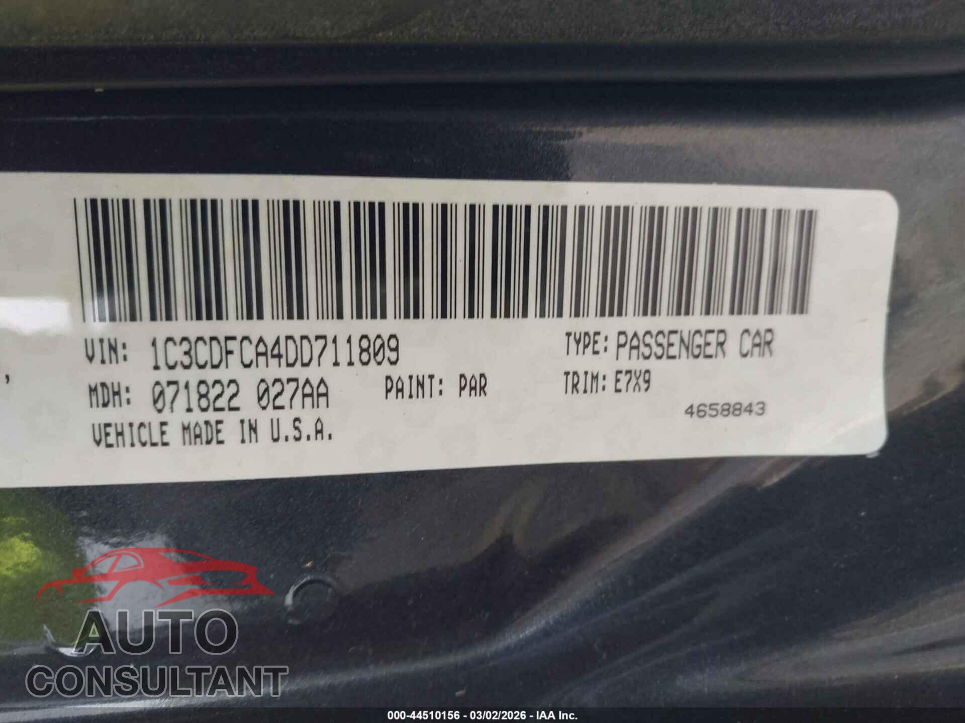 DODGE DART 2013 - 1C3CDFCA4DD711809