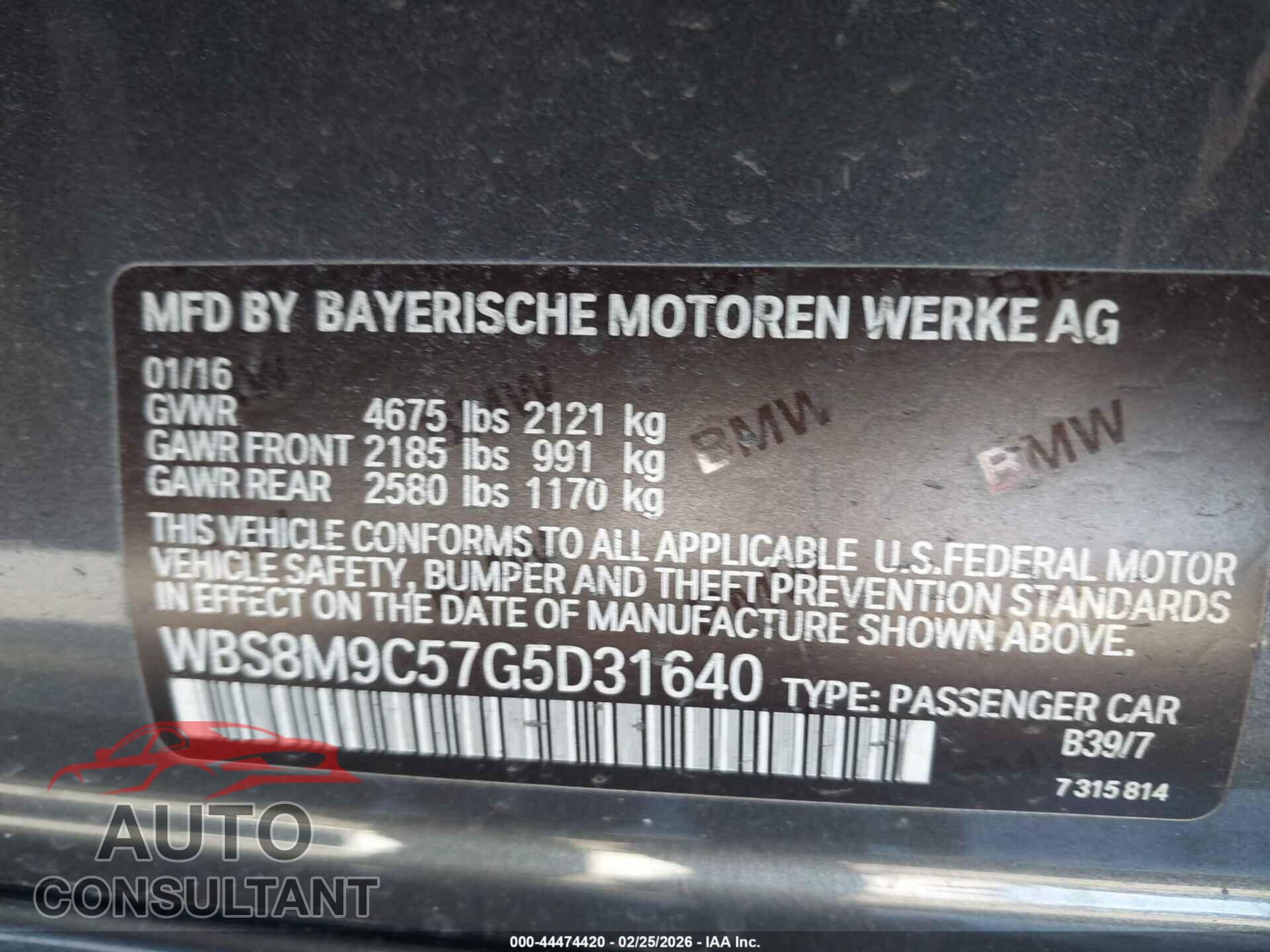 BMW M3 2016 - WBS8M9C57G5D31640
